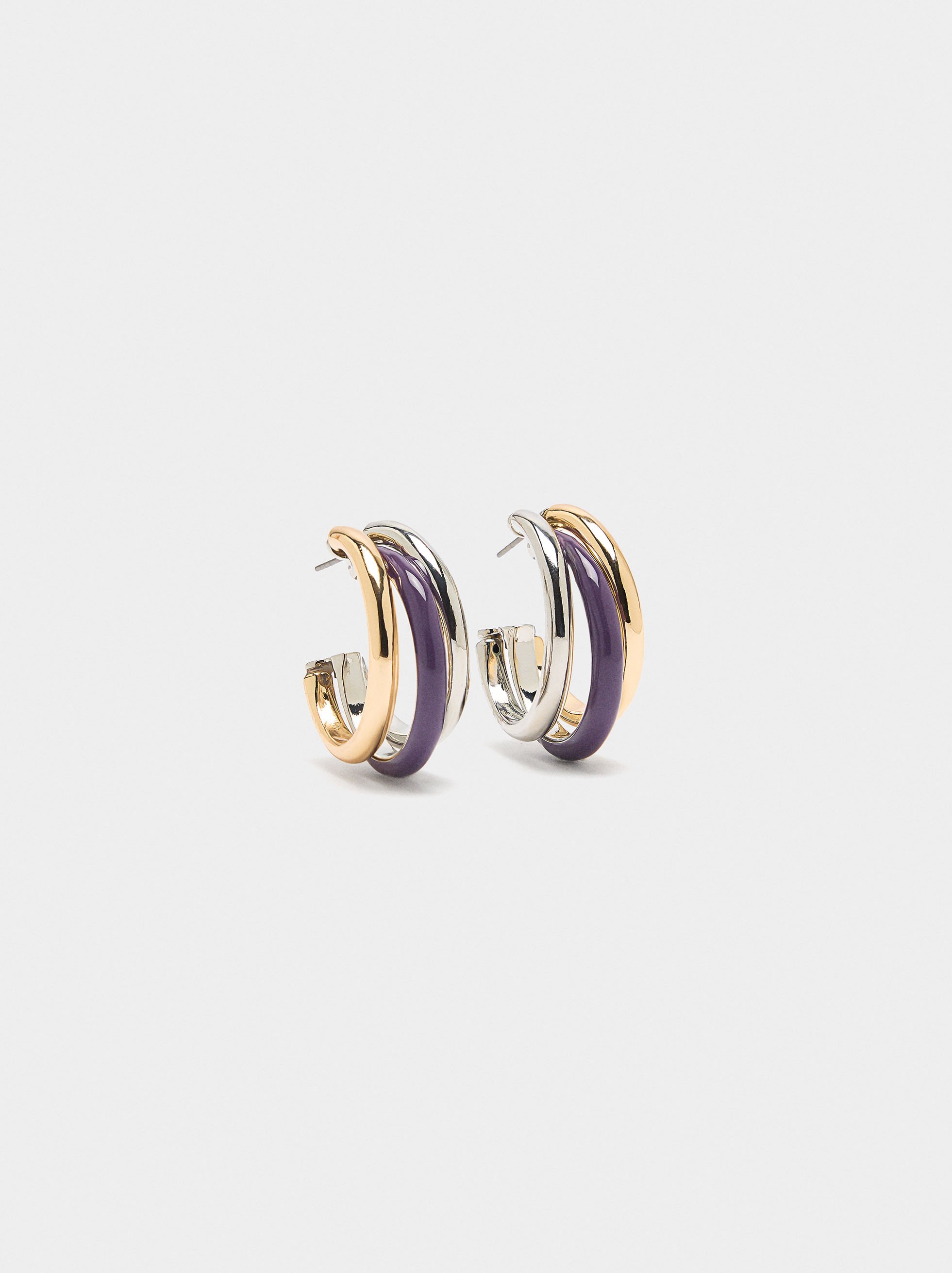 Triple hoop earrings with enamel image number 0.0