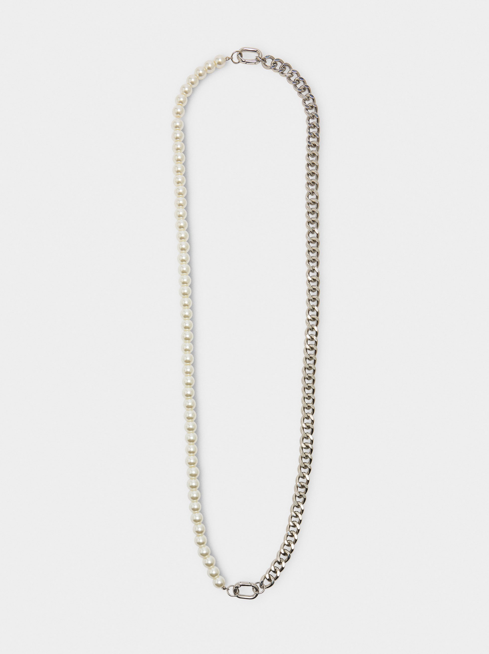 Collier convertible en maillons et perles image number 1.0