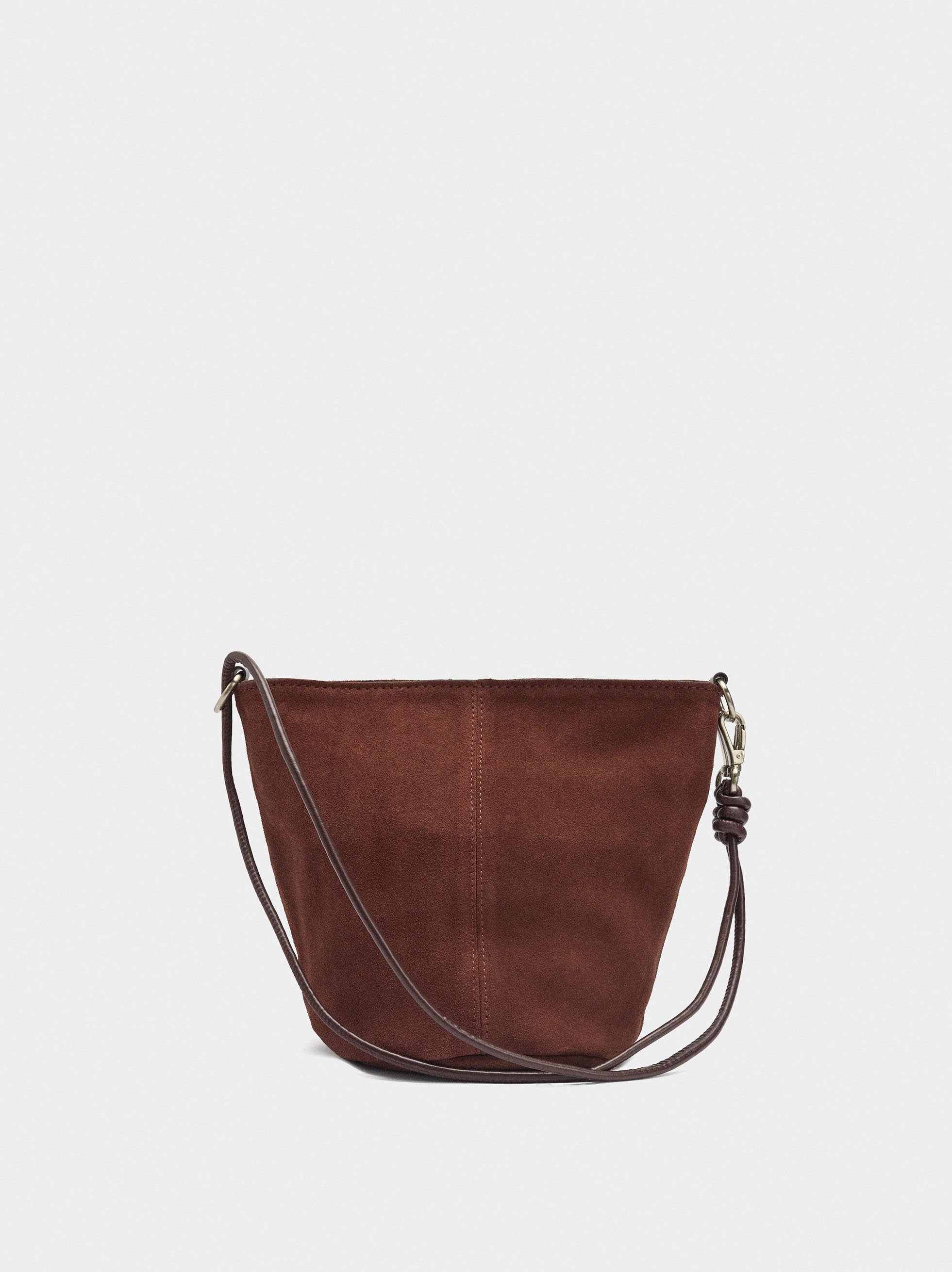 Leather bucket bag with crossbody strap image number 0.0
