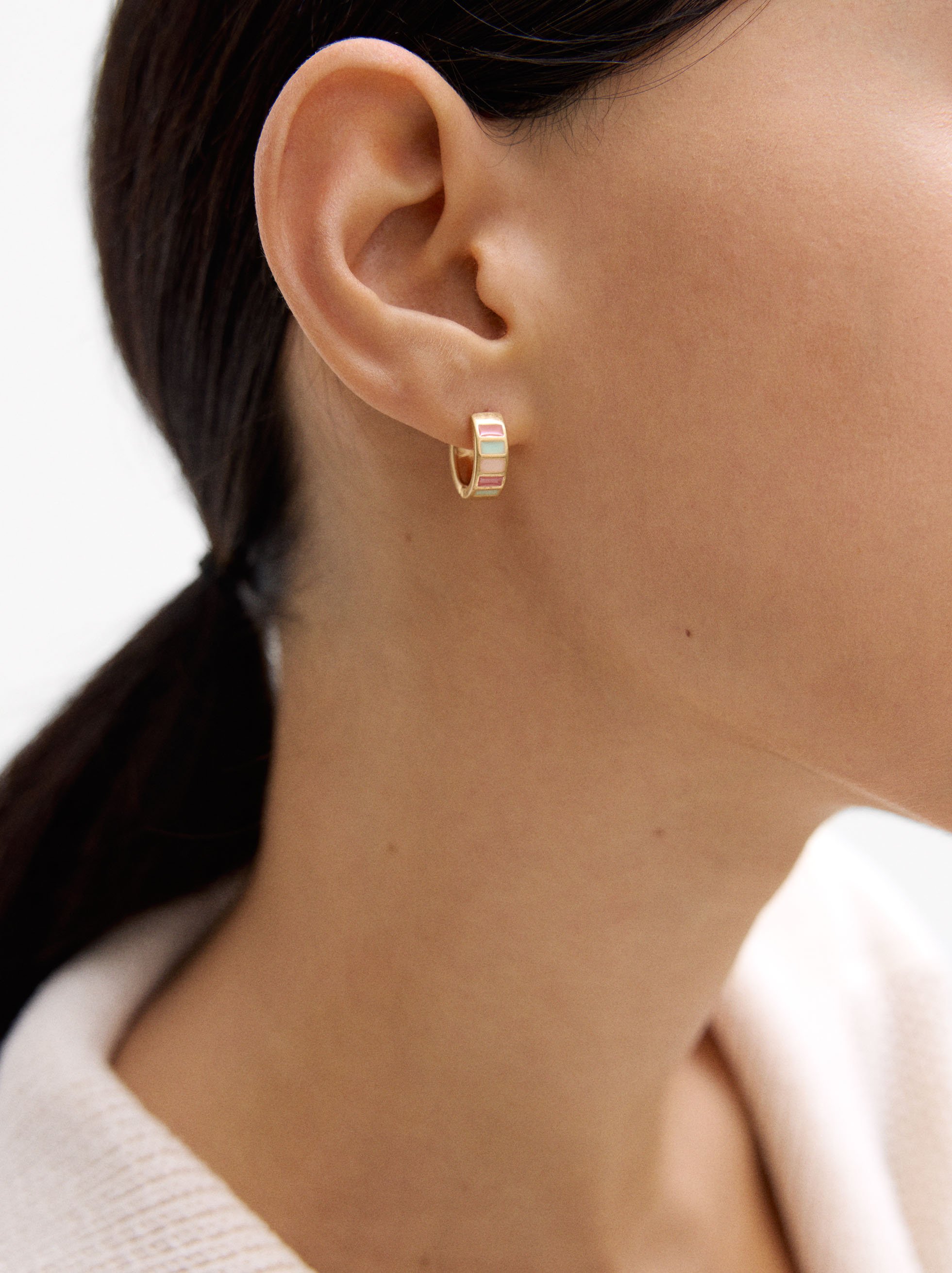 Hoop earrings with multicolor enamel image number 1.0