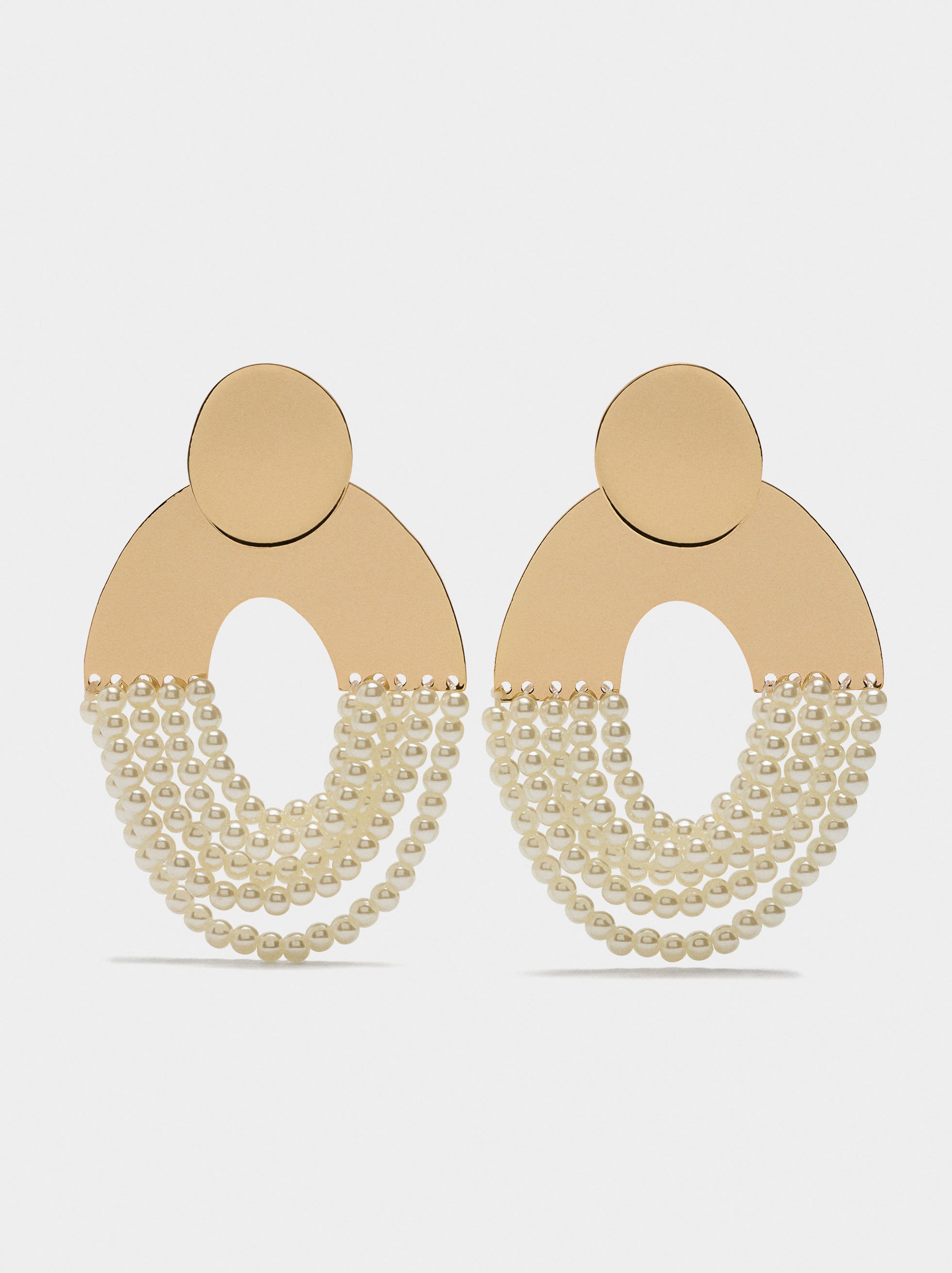 Oval earrings with pearls image number 1.0