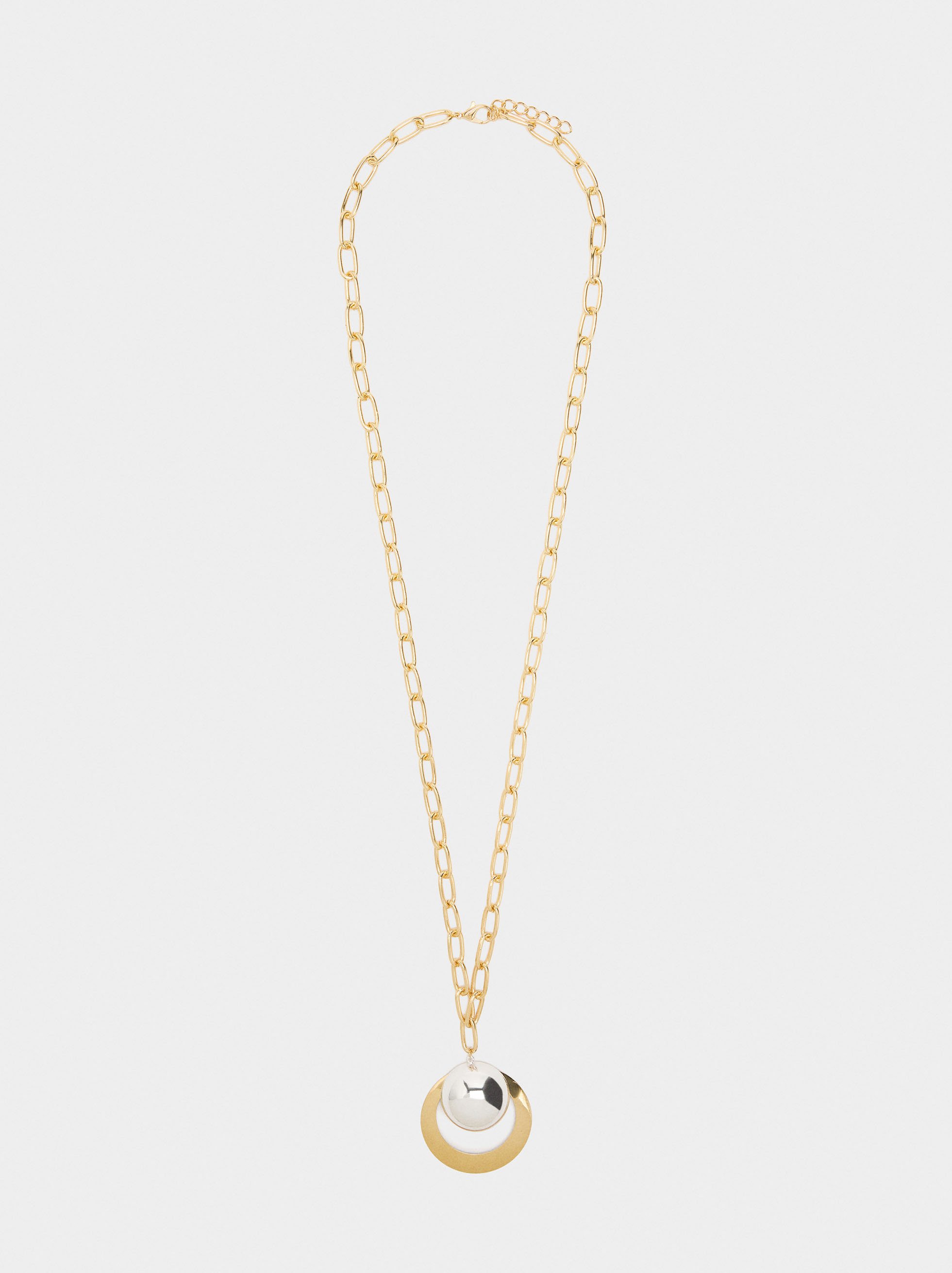 Necklace of links with pendant ring and sphere image number 0.0