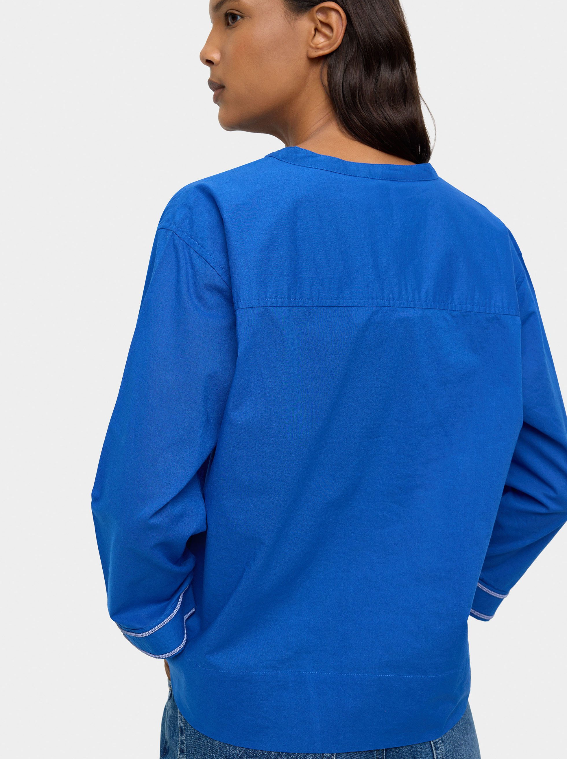 Shirt with mandarin collar 100% cotton image number 2.0