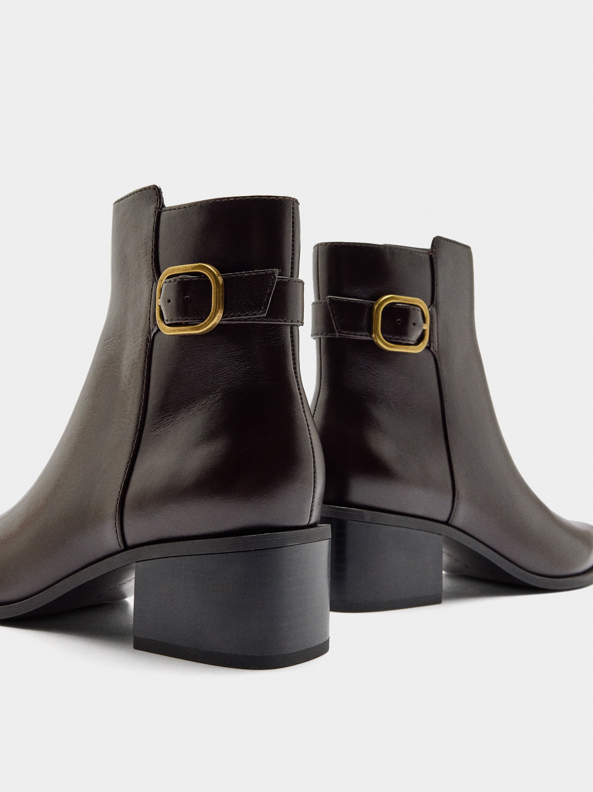 Leather ankle boots with buckle image number 4.0