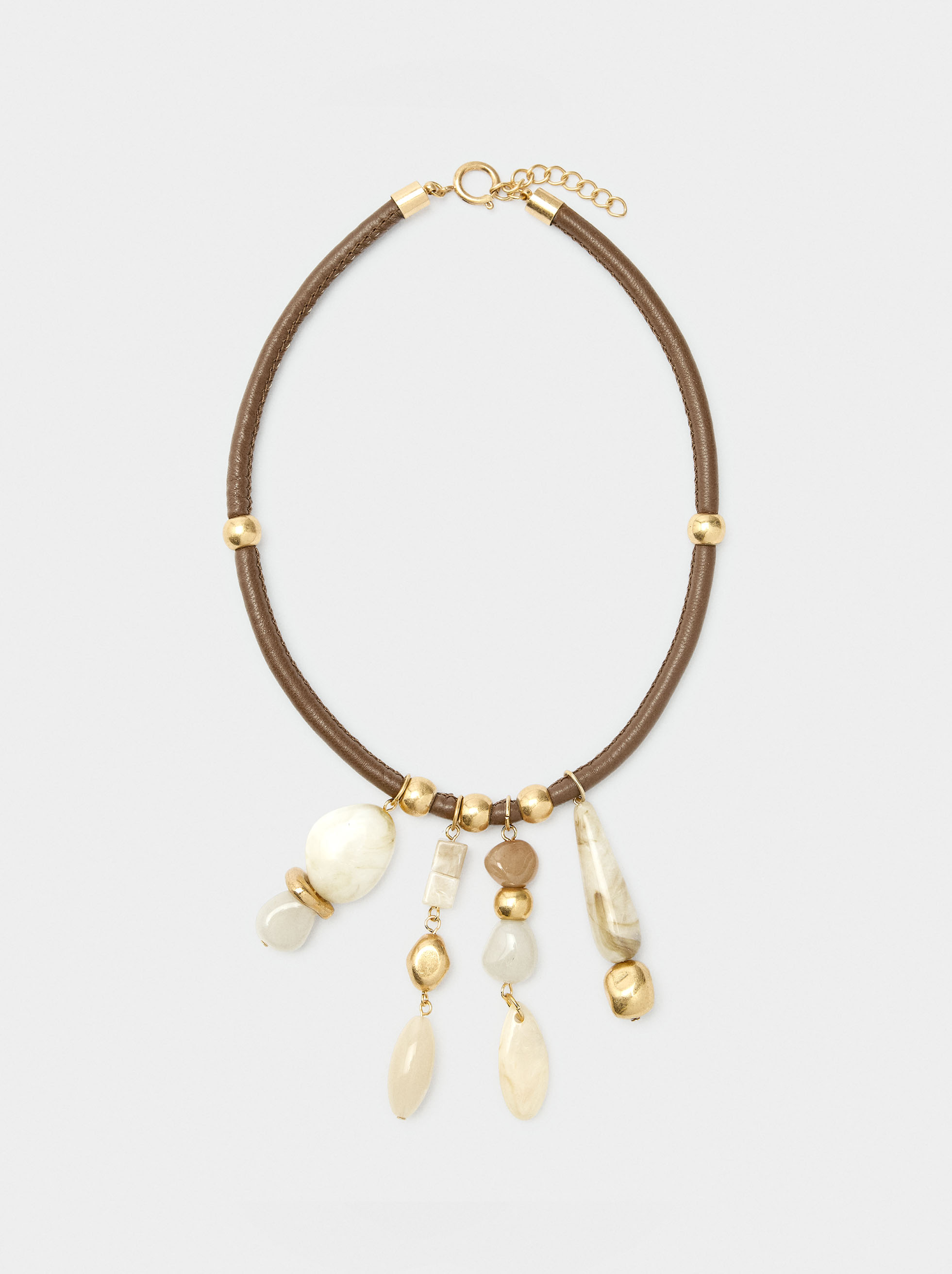 Necklace with cord and stone-effect pendants image number 0.0