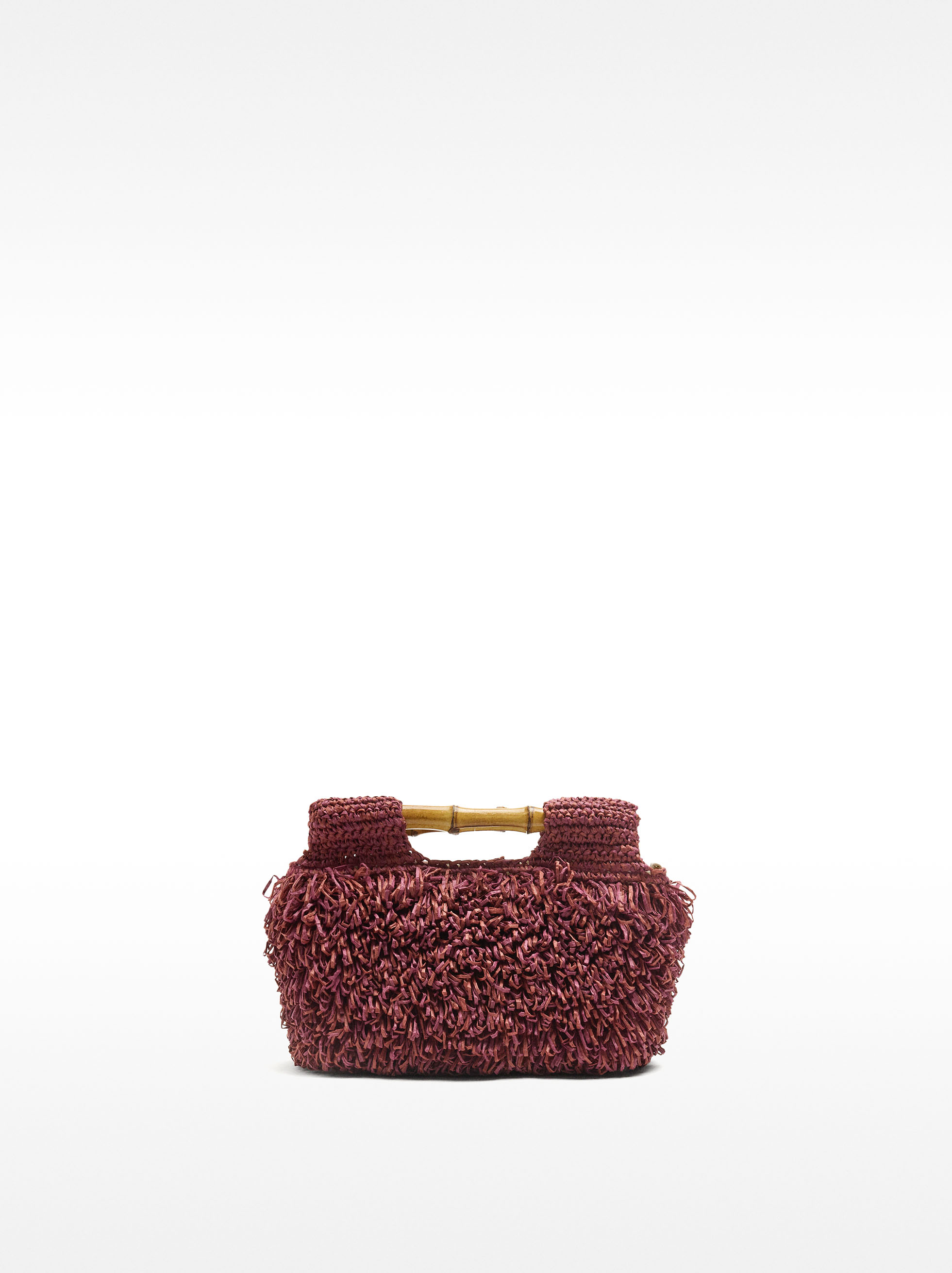 Straw-effect handbag with bamboo image number 0.0