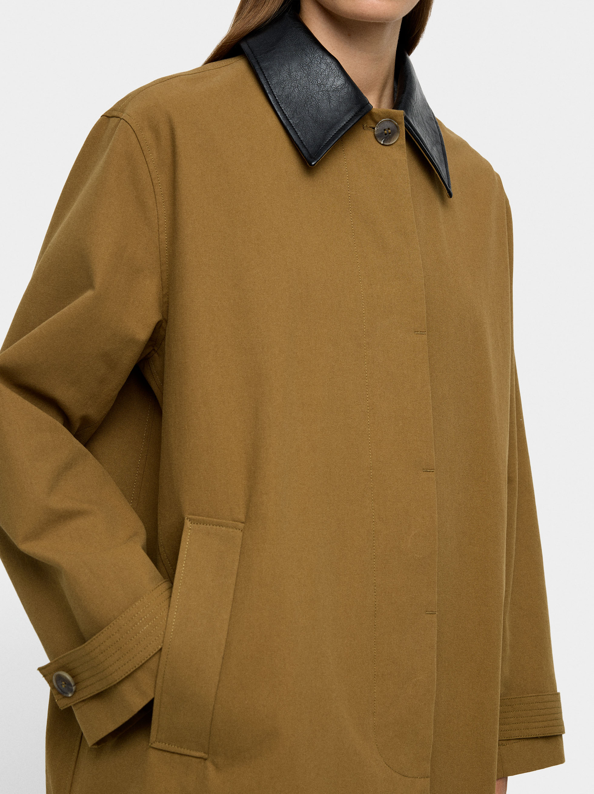 Cotton trench with contrast collar image number 2.0