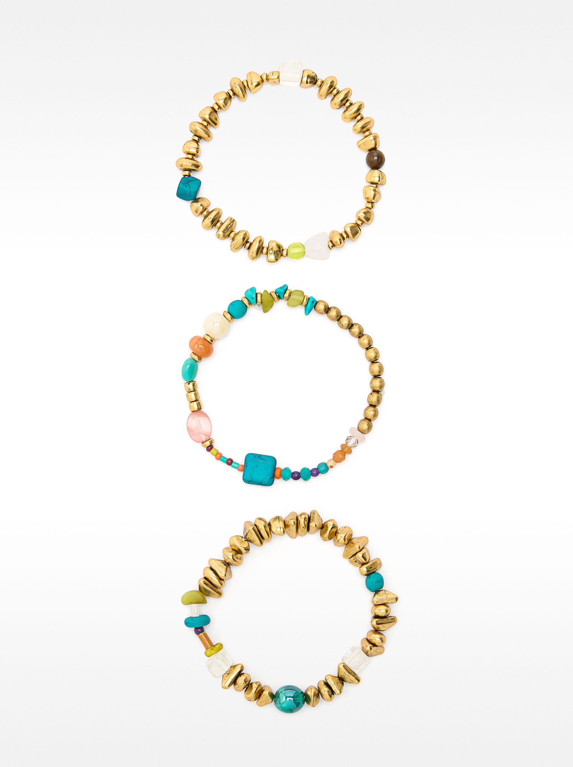 Set of elastic bracelets with stones image number 2.0