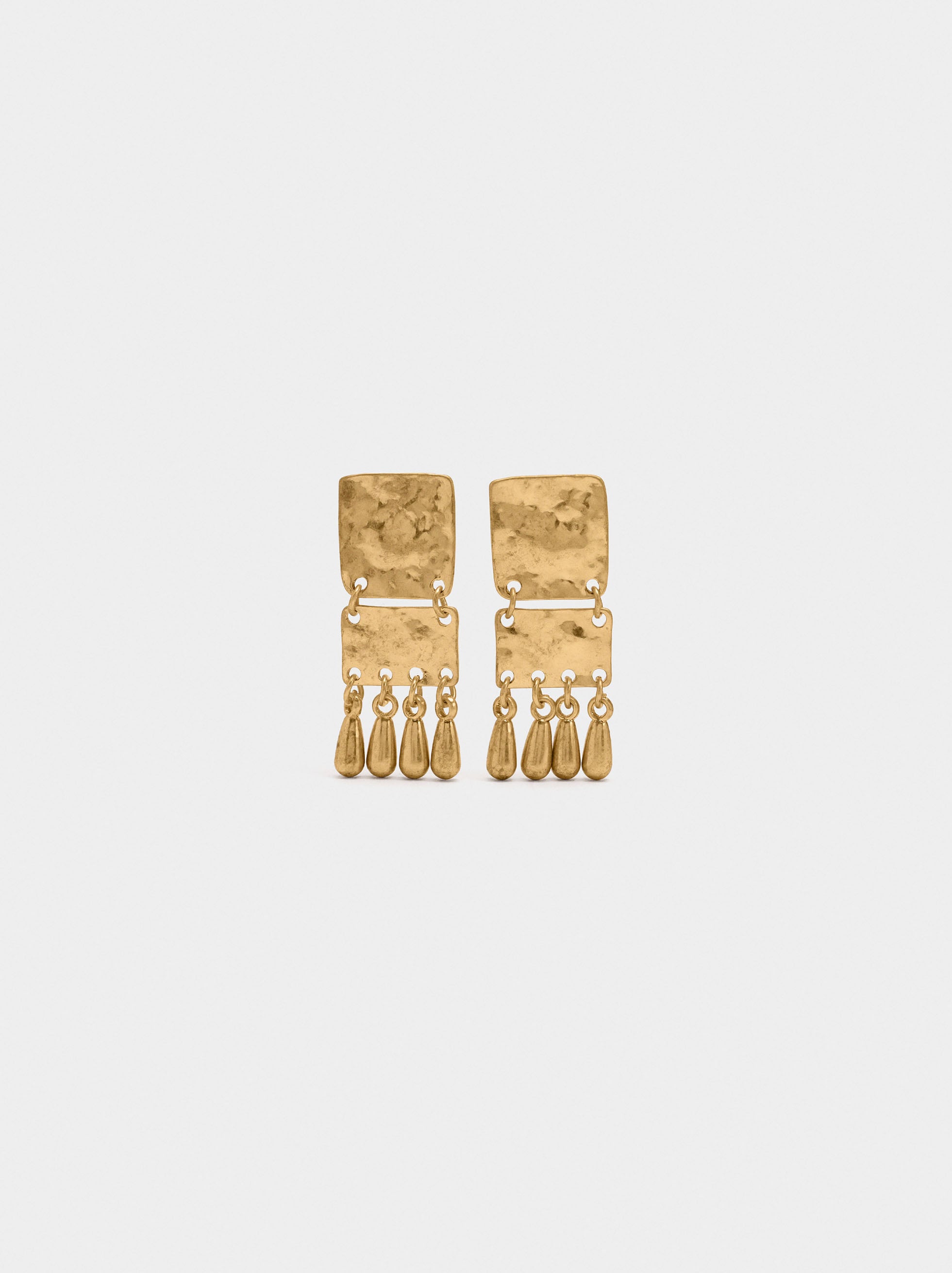 Boucles d'oreilles longues carr&eacute;es avec larmes image number 0.0
