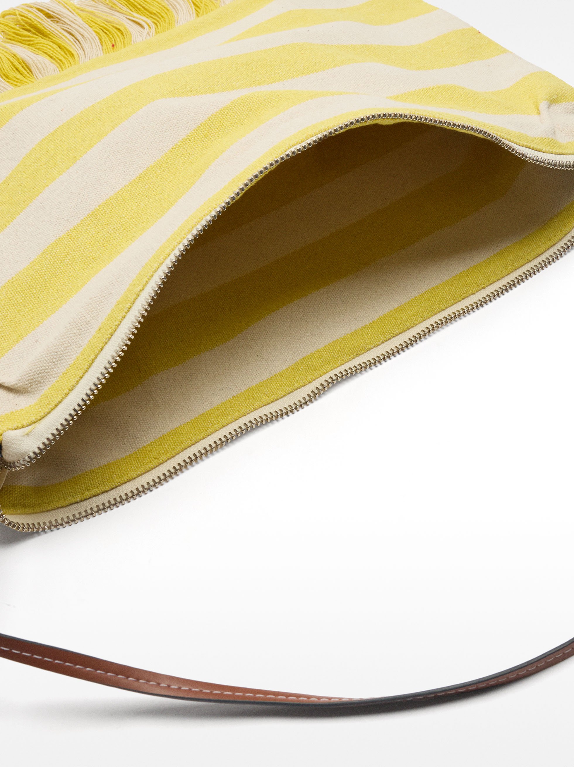 Borsa a tracolla in cotone a righe image number 4.0