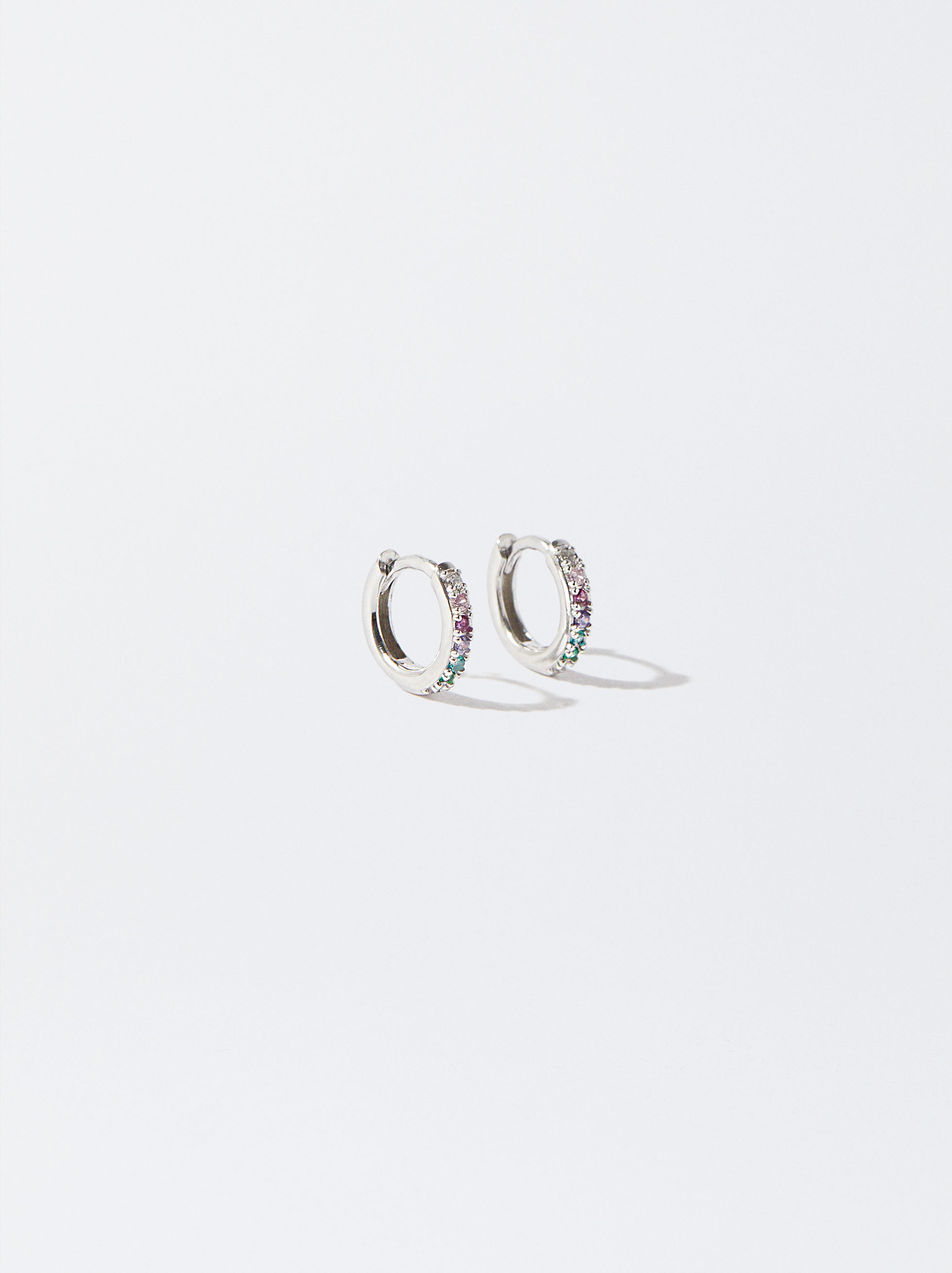 925 Silver Personalised Hoop Earrings With Zirconias image number 0.0