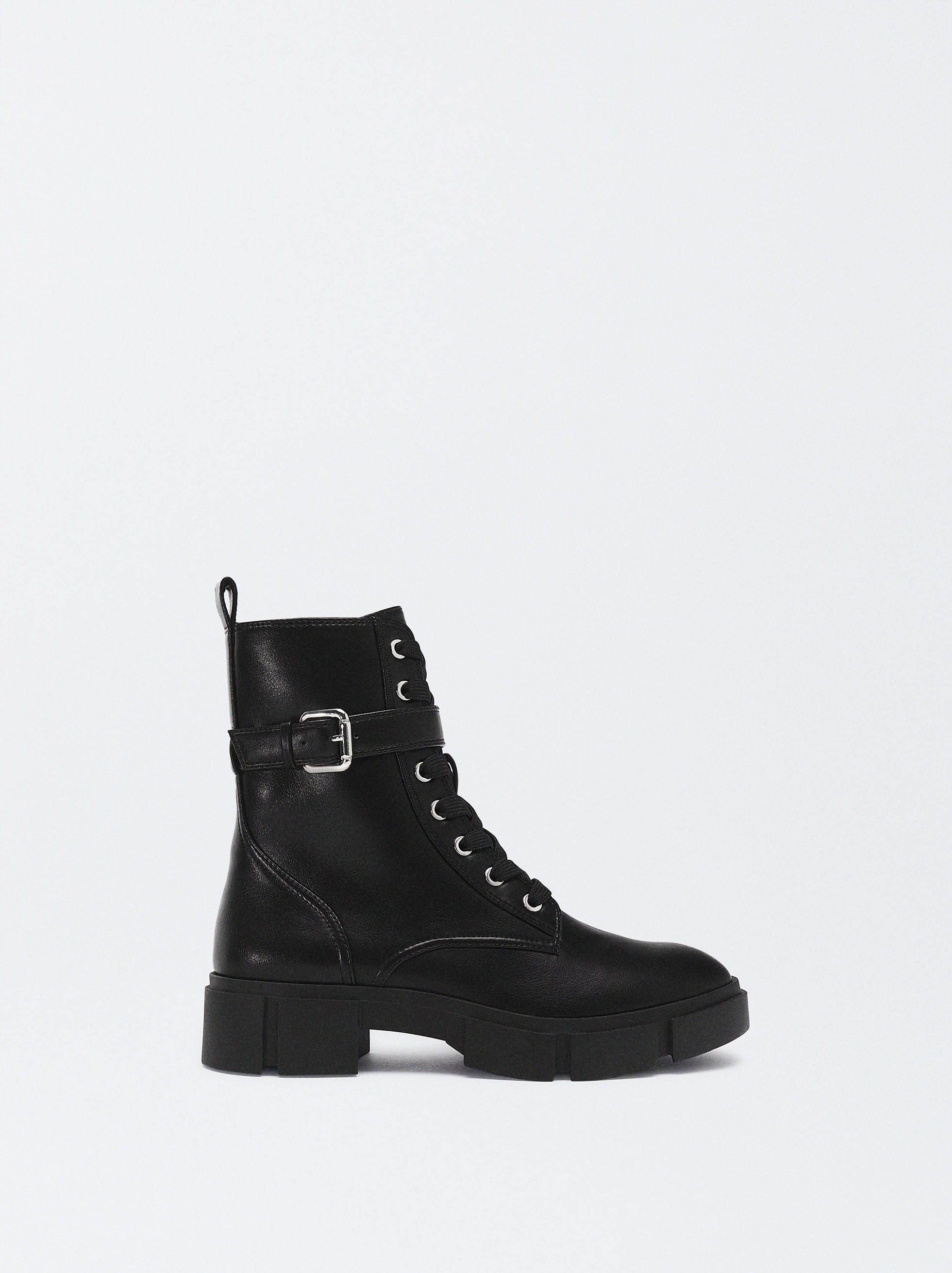Online Exclusive - Lace-Up Ankle Boots With Buckle image number 0.0