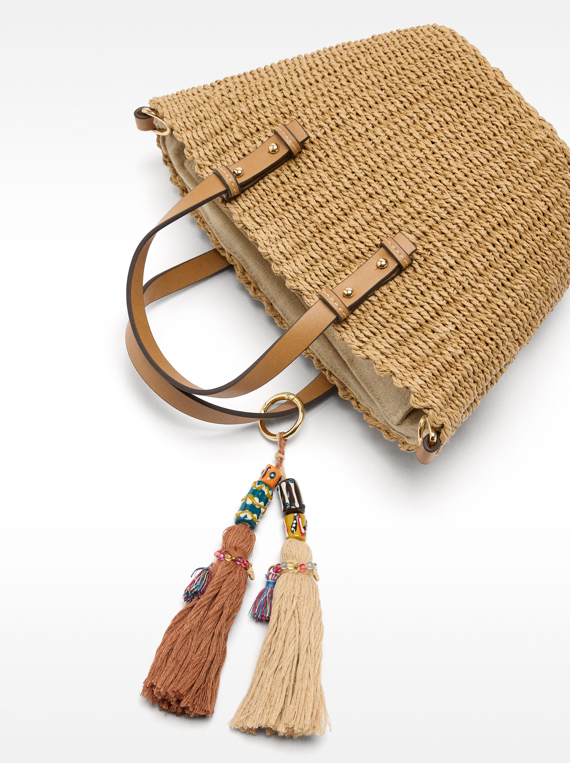 Tote bag with straw effect image number 2.0