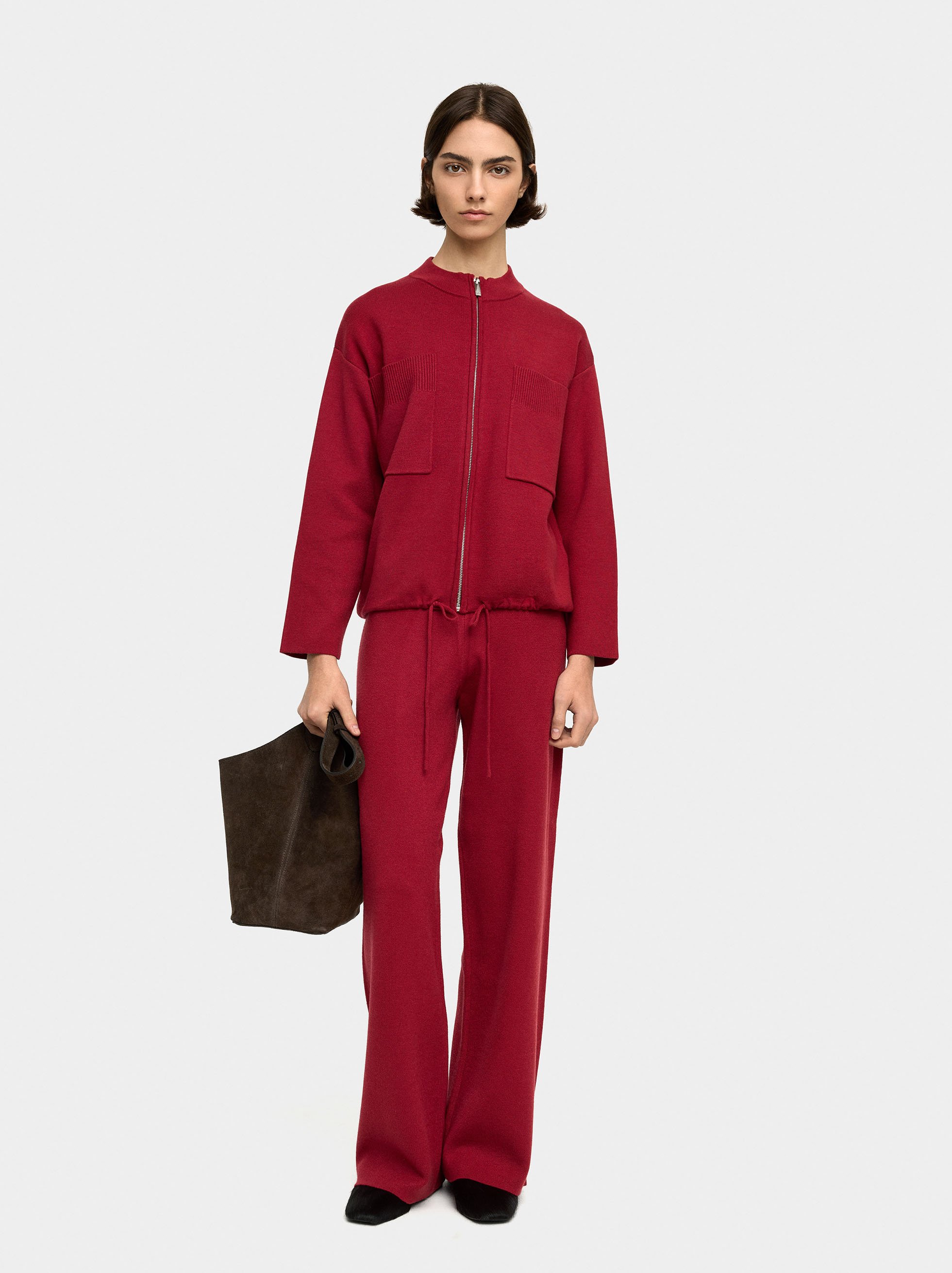 Knit cardigan with zipper closure image number 3.0