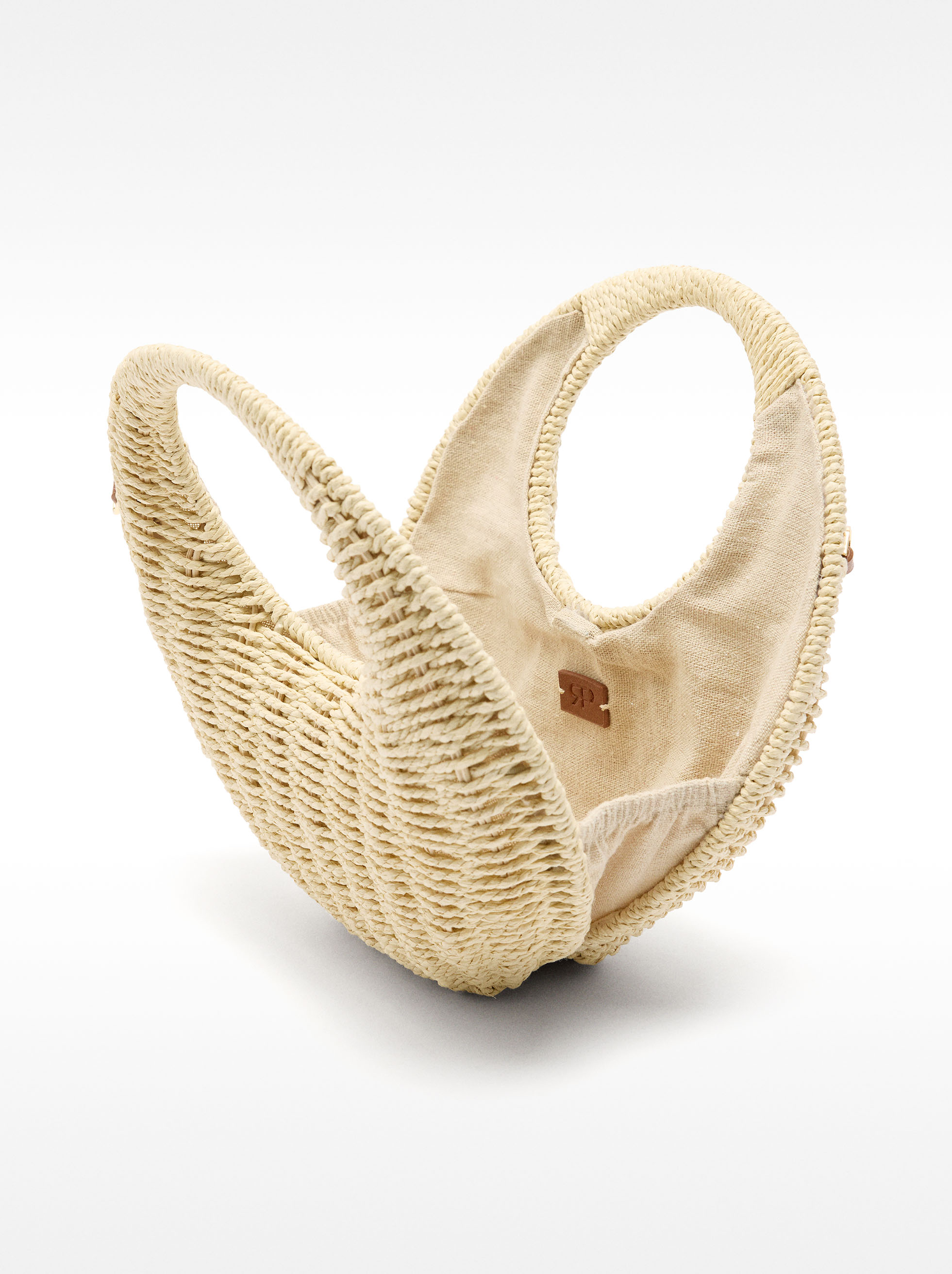 Round straw-effect crossbody bag image number 4.0
