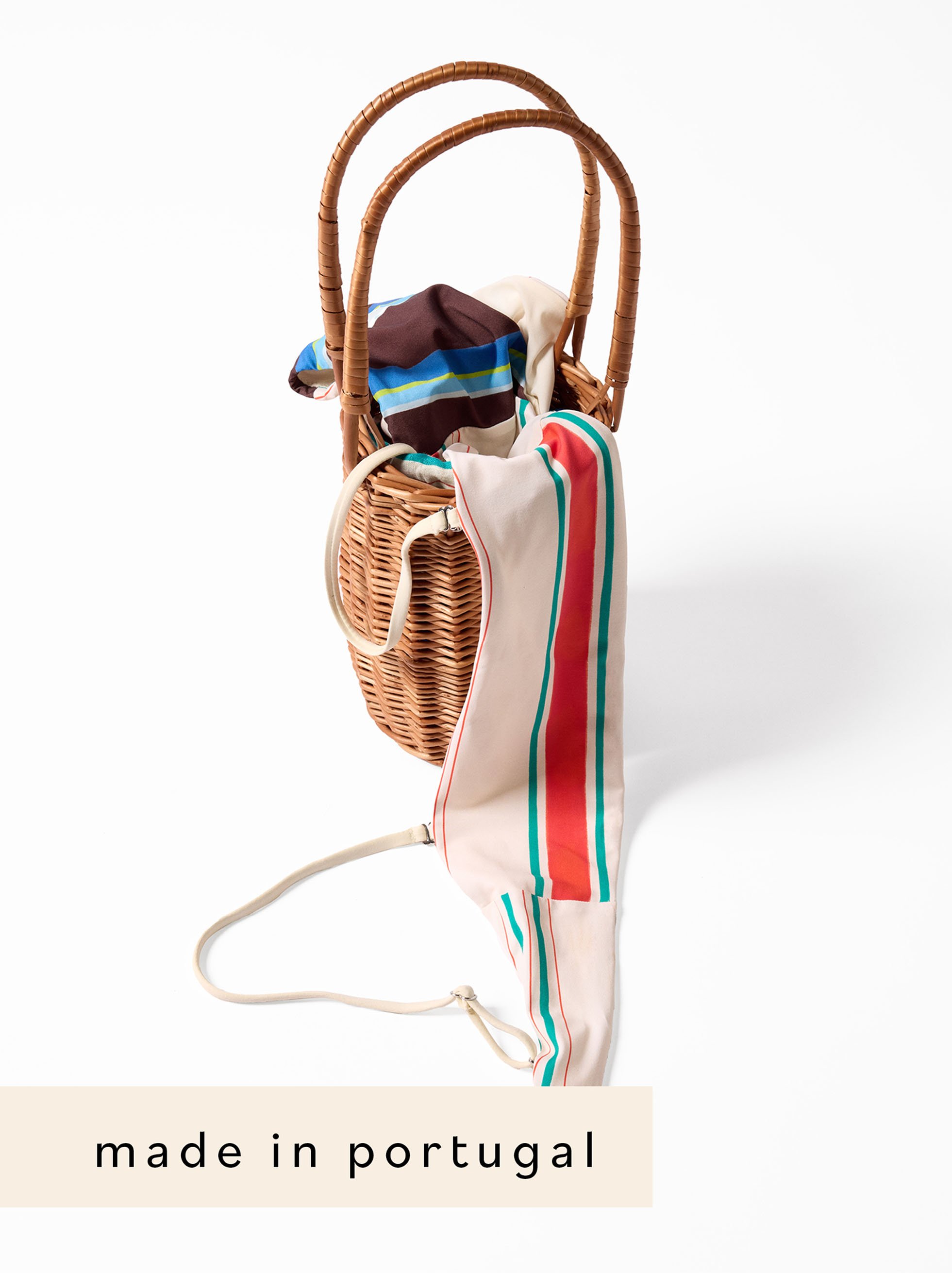 Elongated rattan handbag