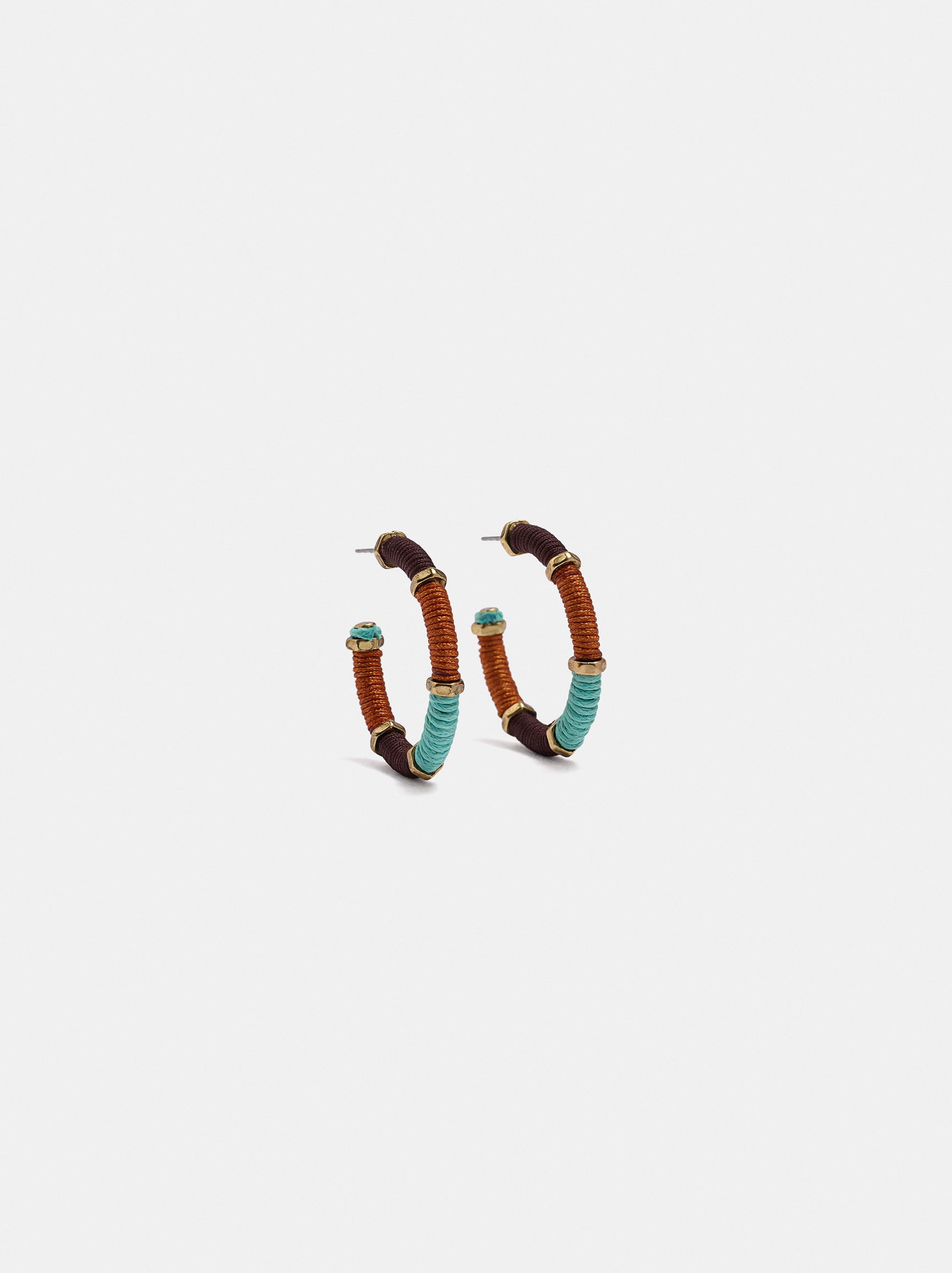 Hoop earrings with multicolor threads image number 0.0