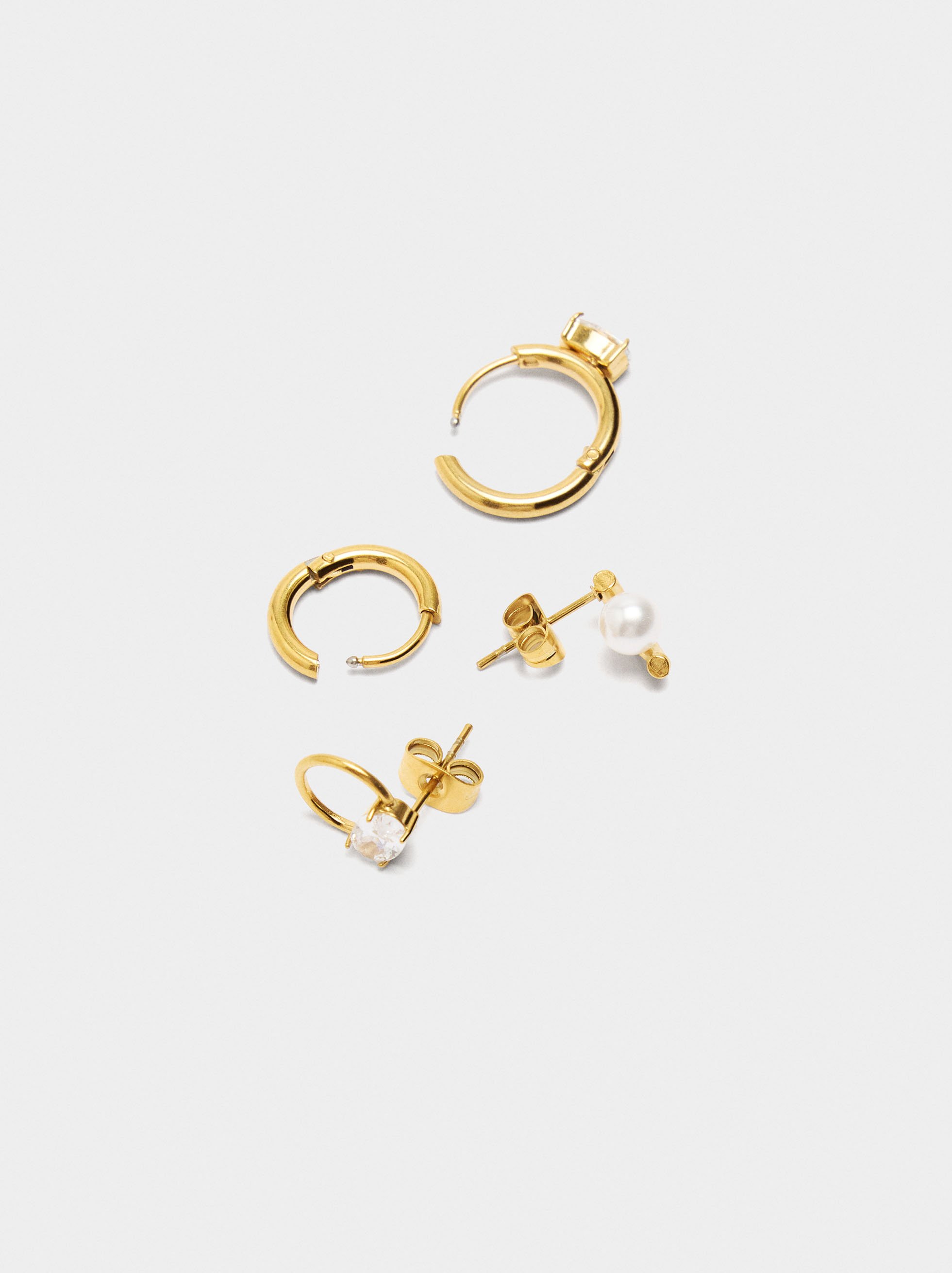 Asymmetric earrings set - stainless steel image number 2.0