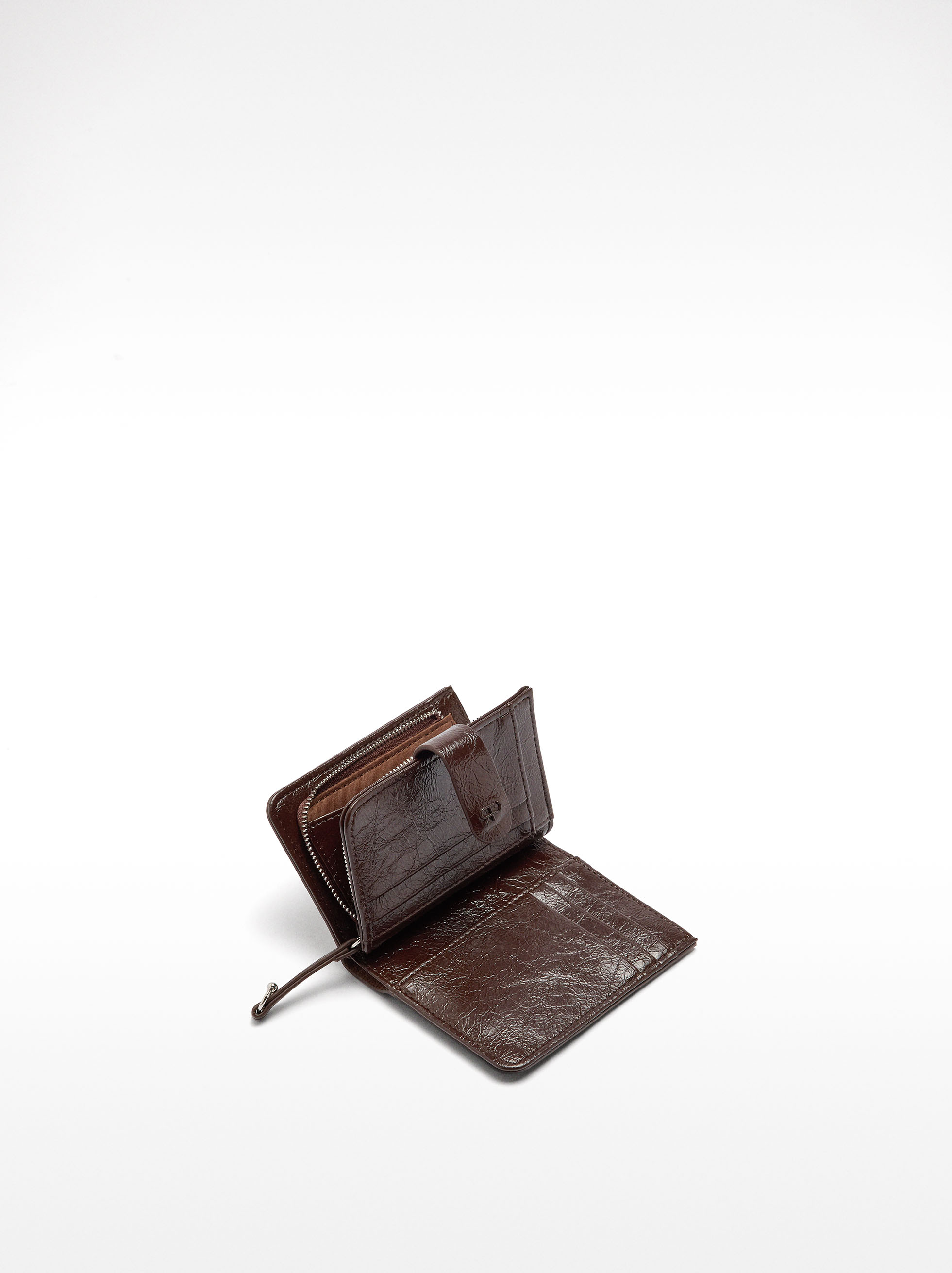 Wallet with cracked effect with studs image number 3.0