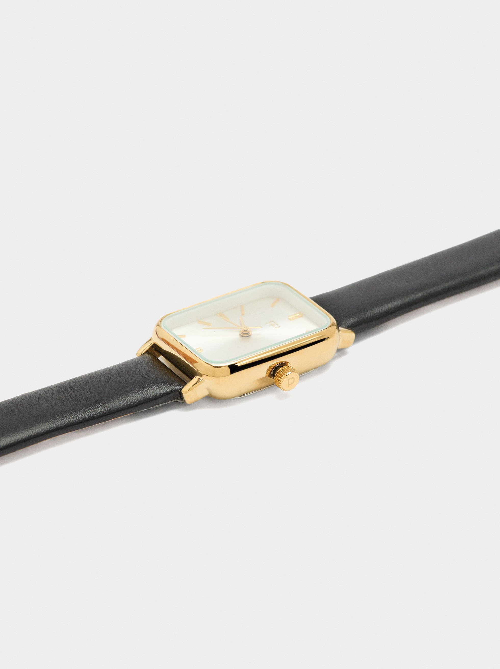 Square watch with leather-effect bracelet image number 1.0