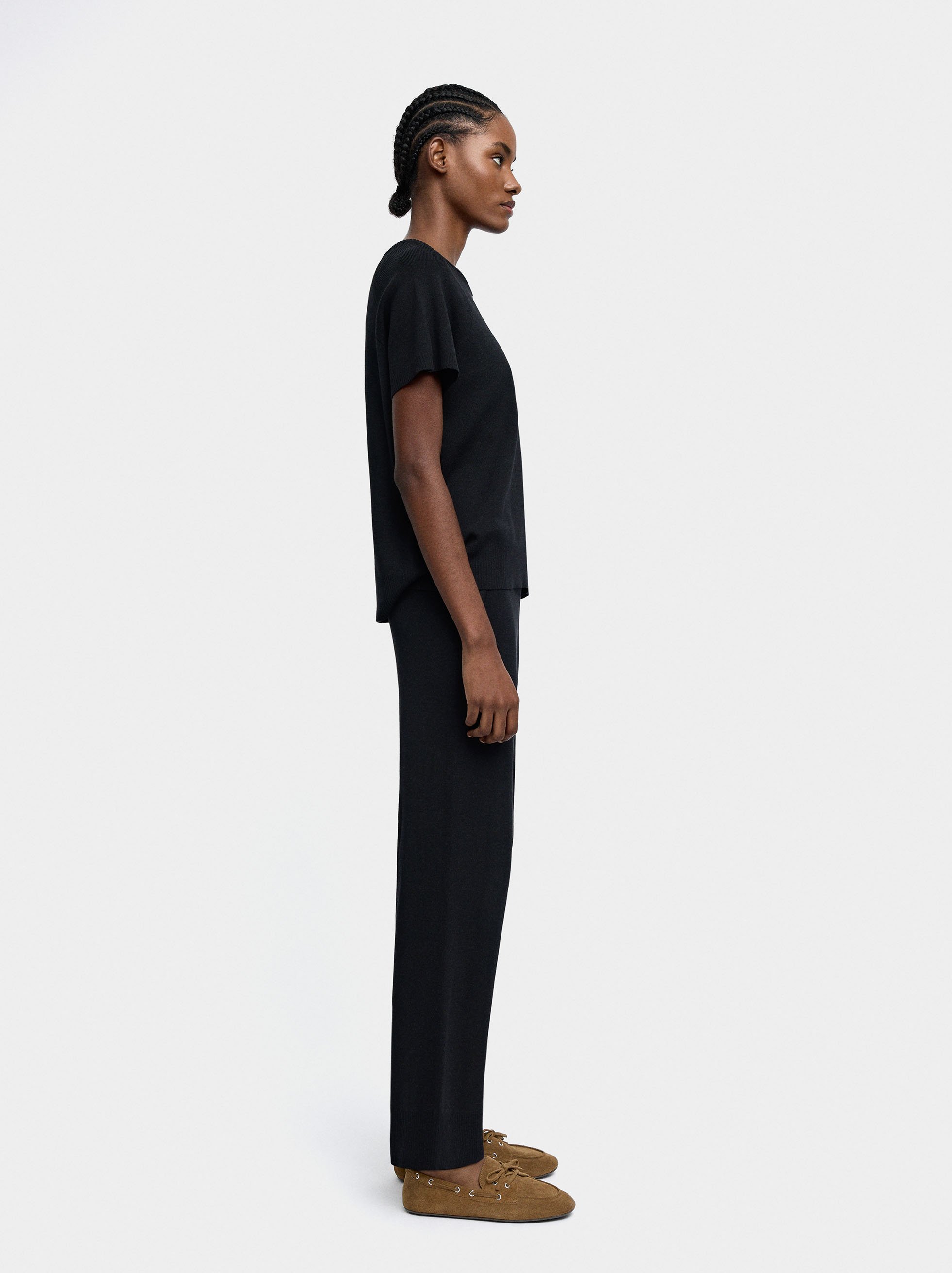 Elastic waist knit trousers image number 2.0