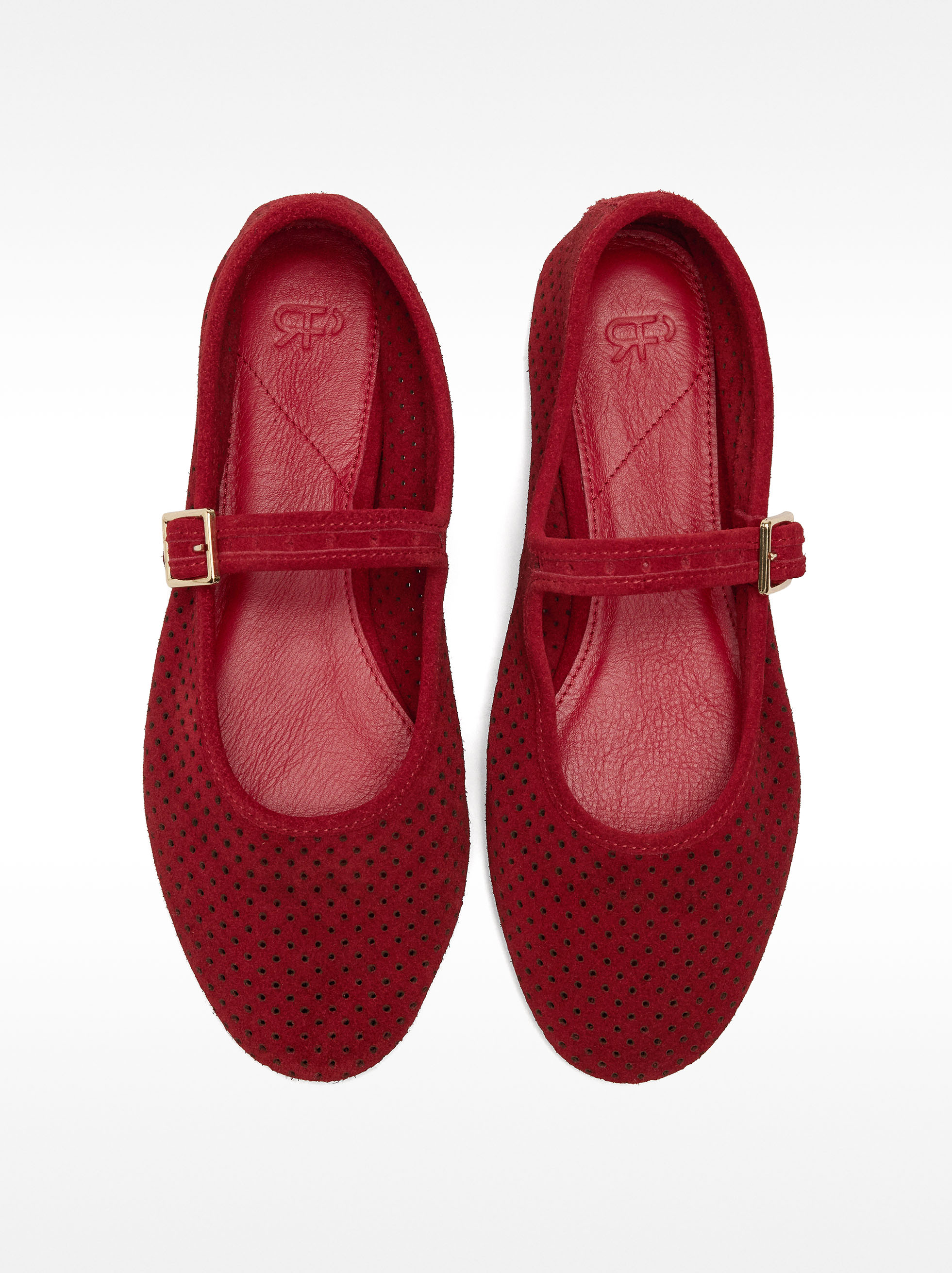 Leather ballet flats with strap and buckle image number 0.0