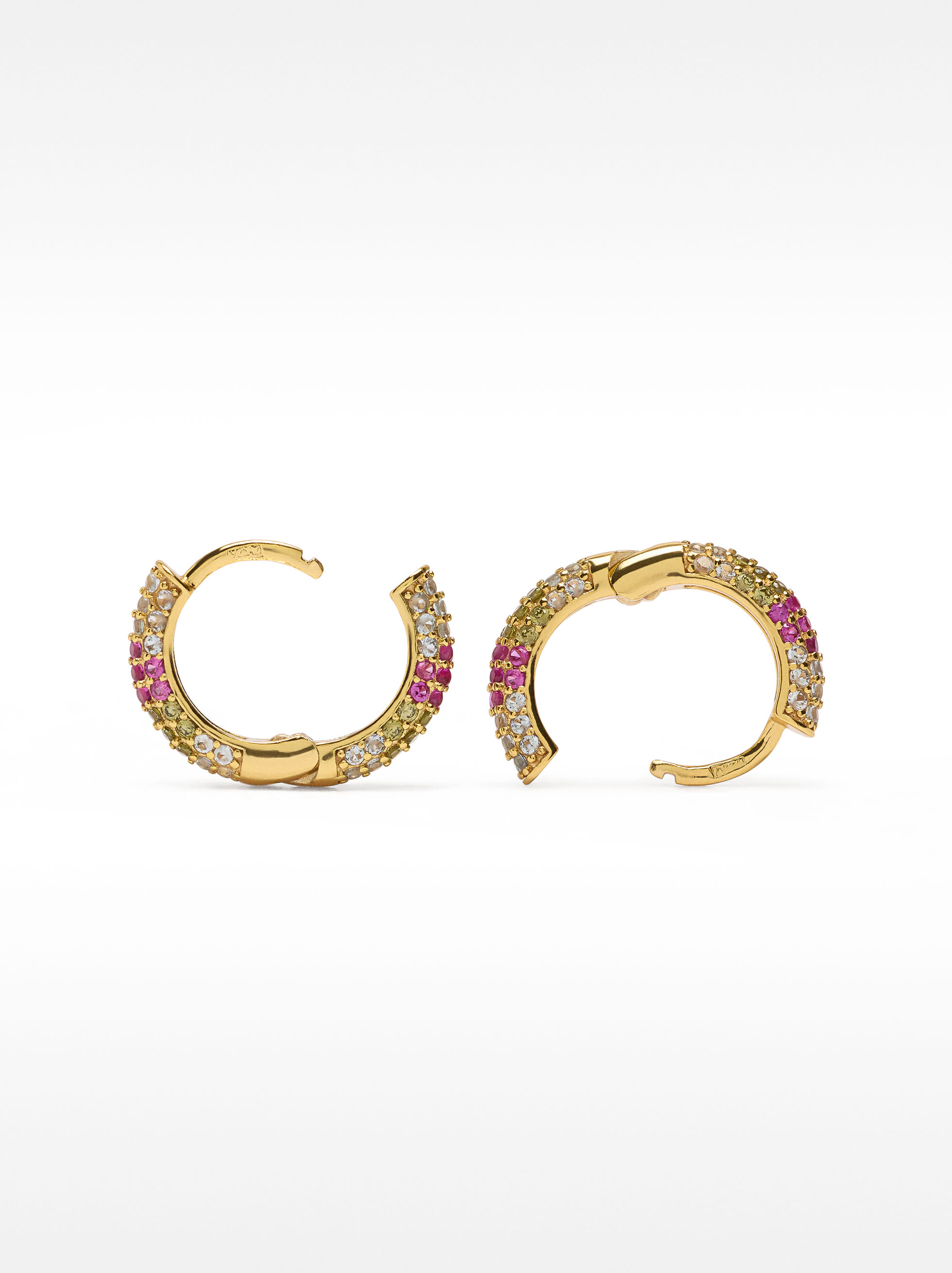 Hoop earrings with crystals - 925 sterling silver image number 3.0