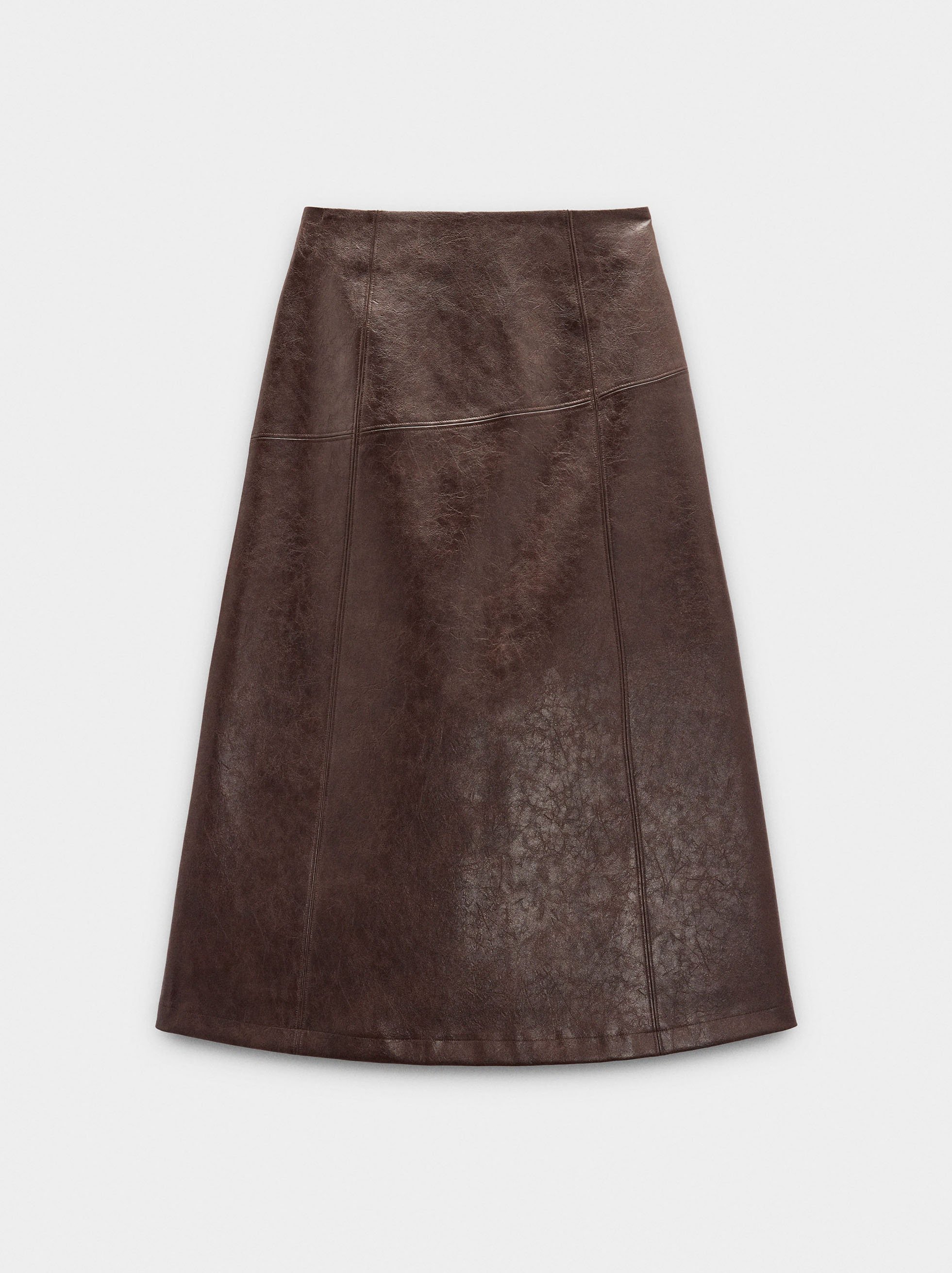 Midi skirt with leather-effect image number 6.0