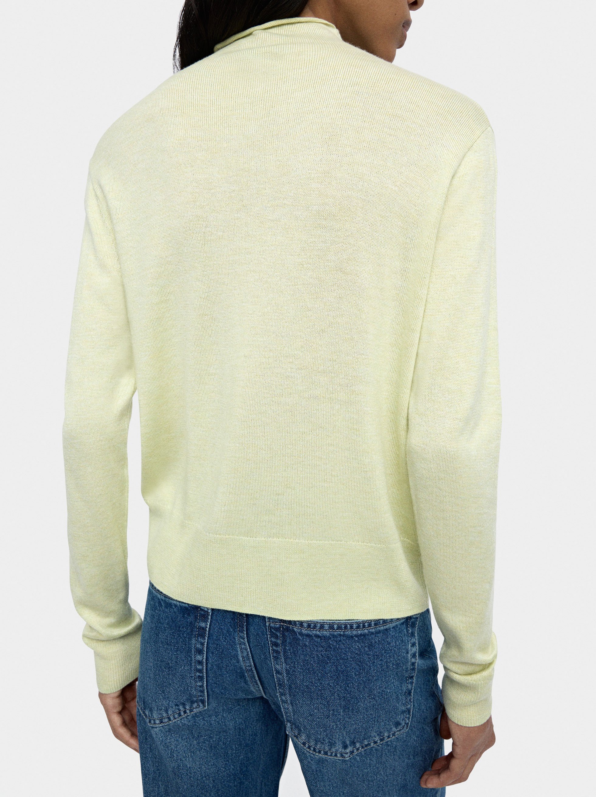 Knit mesh cardigan with high neck image number 3.0