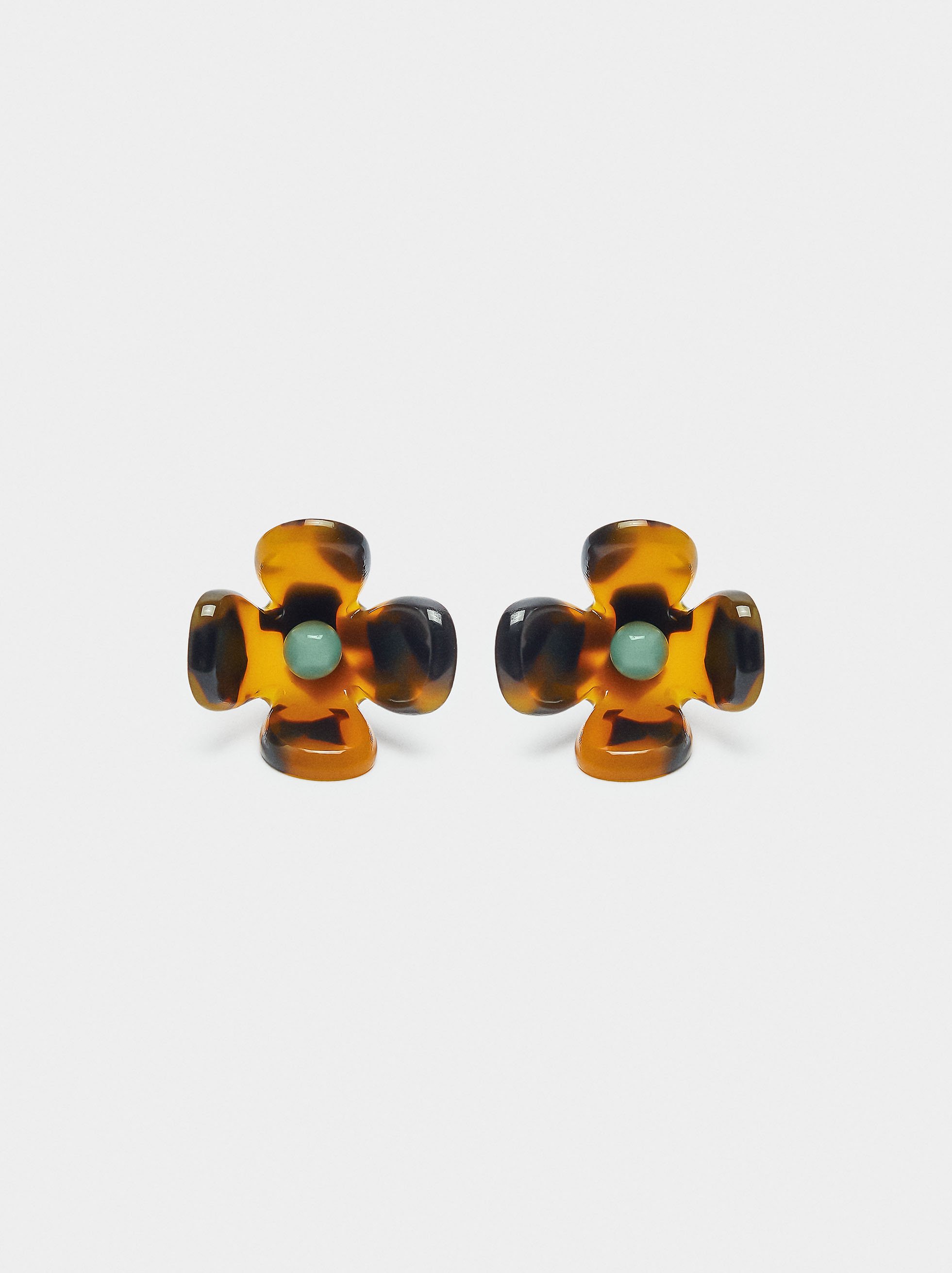 Flower earrings with tortoiseshell effect image number 0.0