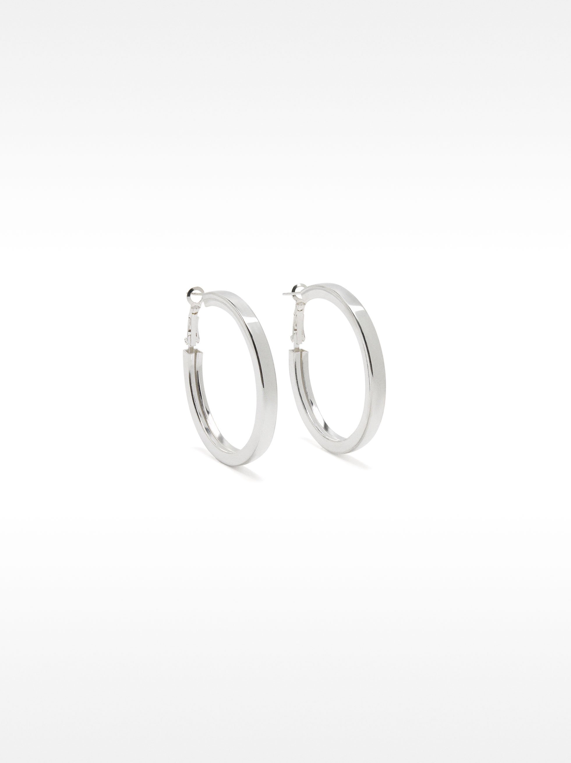 Medium silver-plated hoop earrings image number 0.0