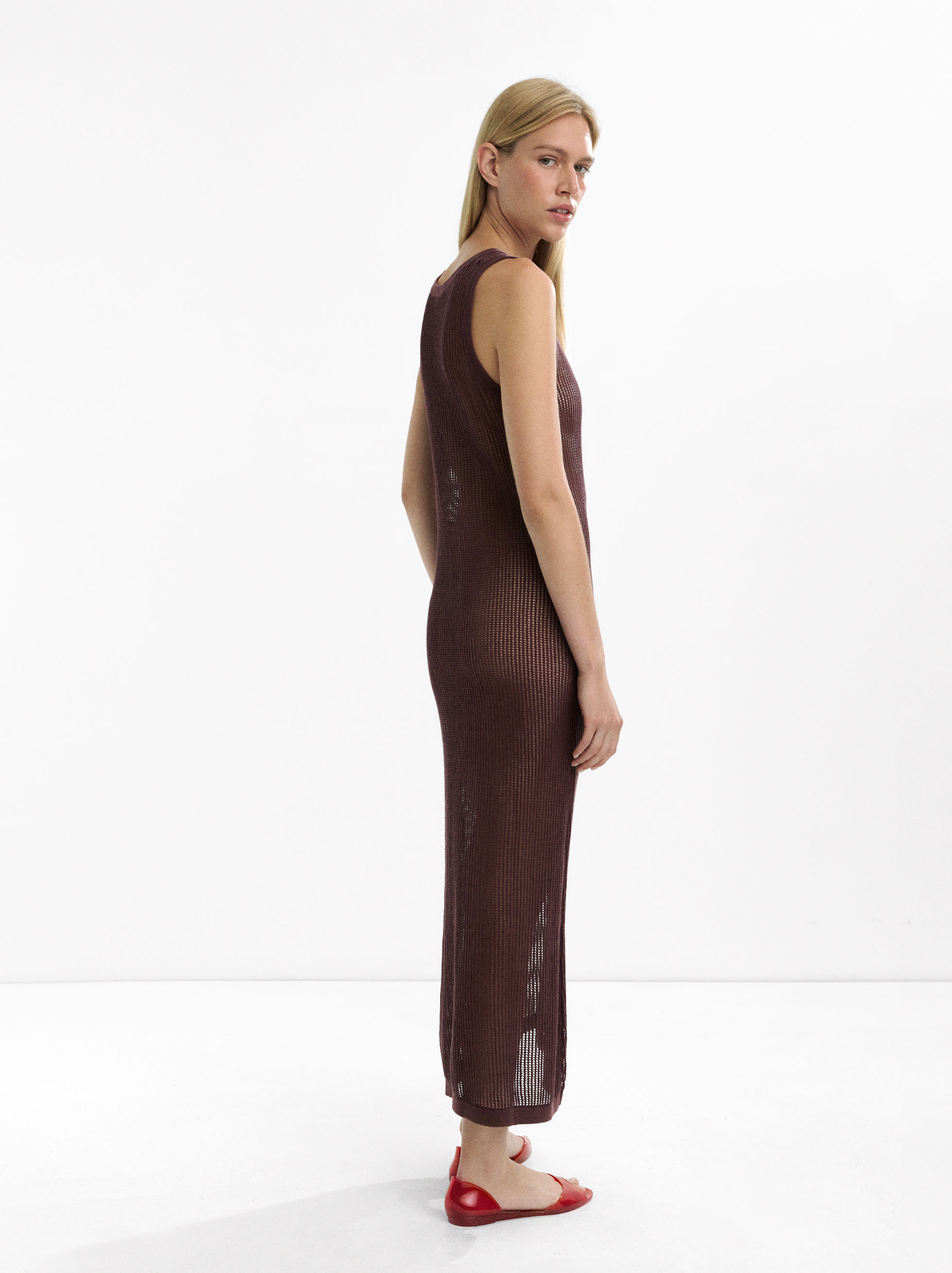 Robe en maille imprimée palmier image number 3.0