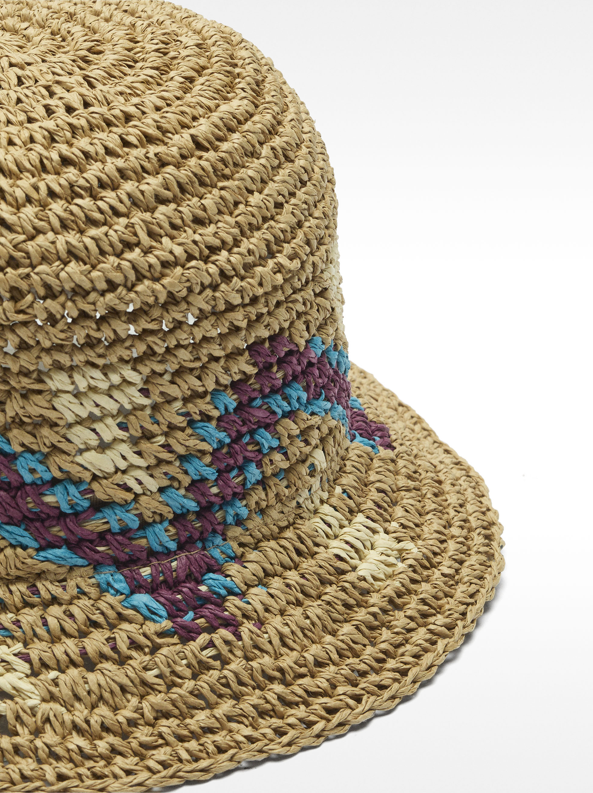 Bucket hat with straw effect image number 1.0