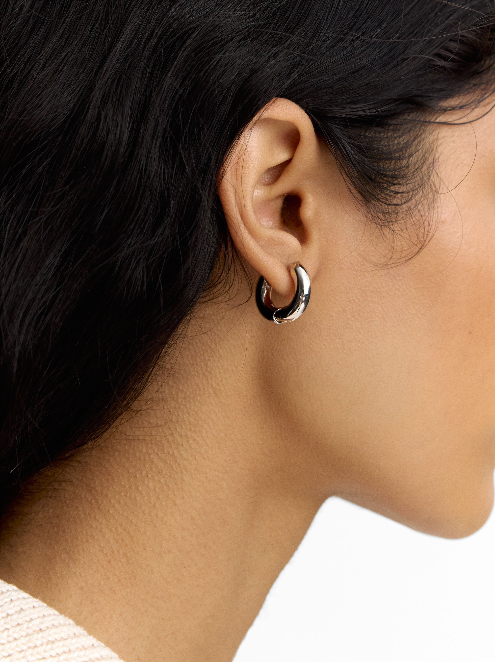 Maxi tubular hoop earrings - 925 sterling silver image number 1.0