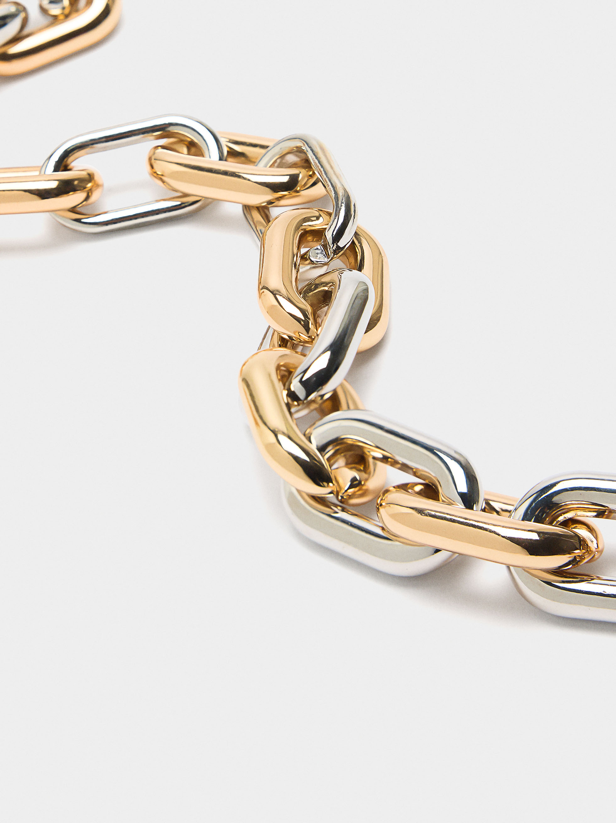 Collier court en maillons alternés bicolore image number 2.0
