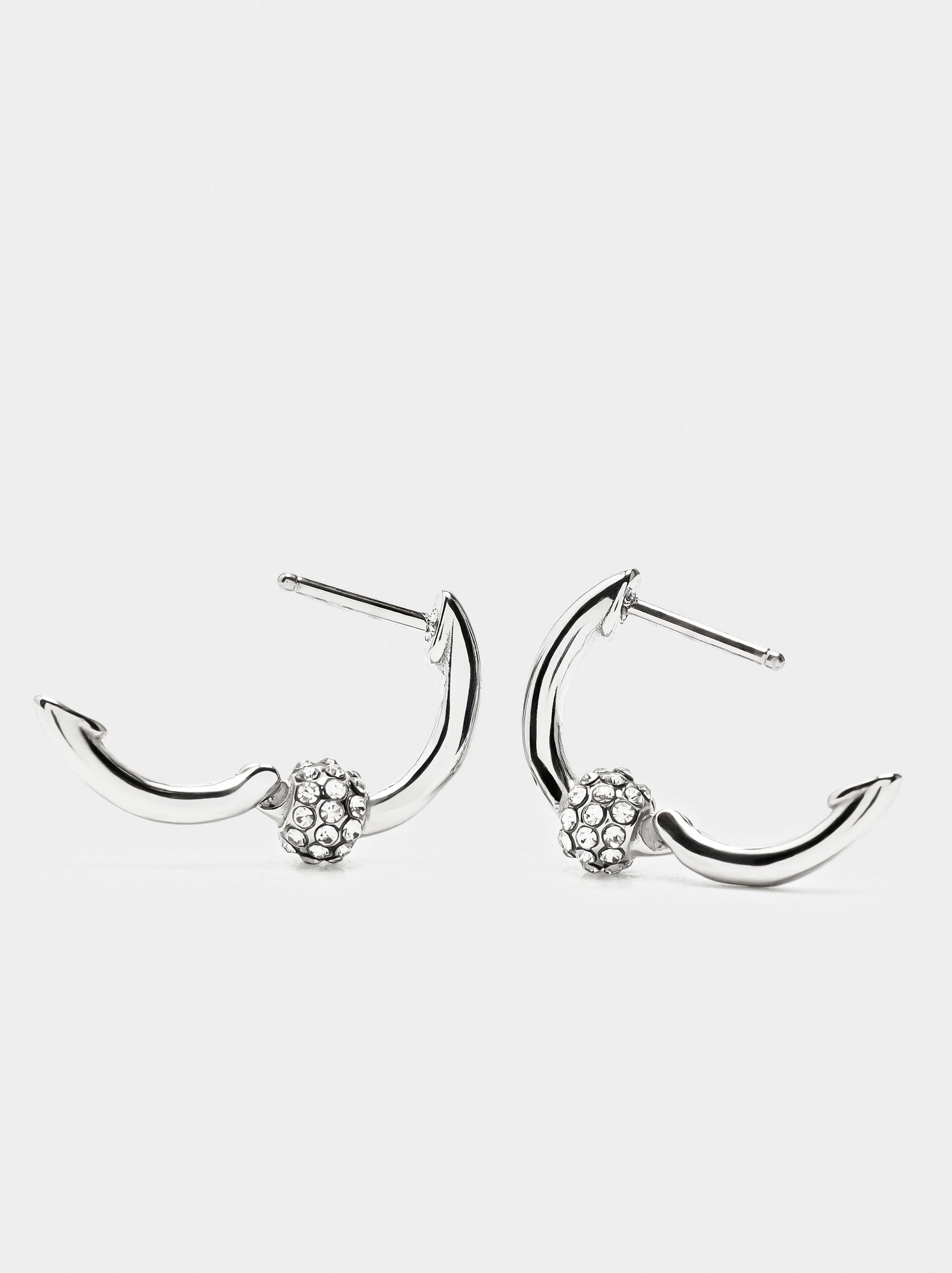 Hoop earrings with crystals - stainless steel image number 3.0