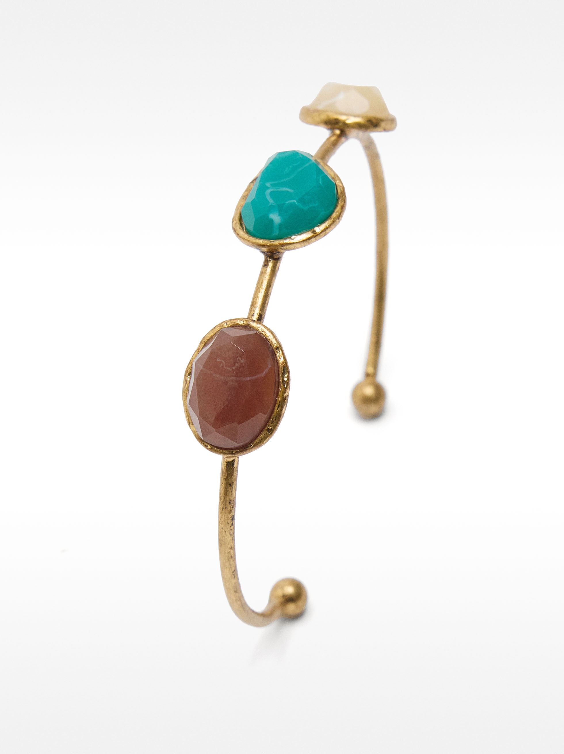 Open bracelet with stone effect details image number 2.0