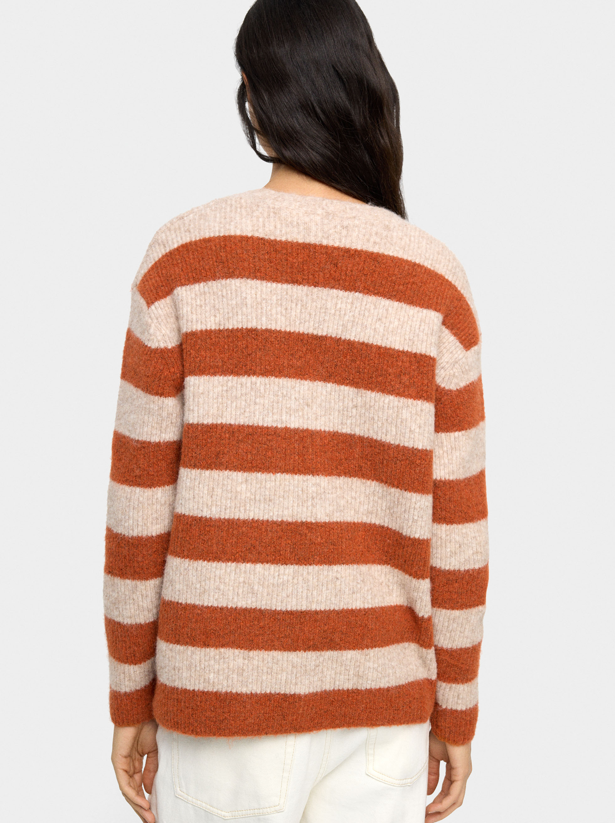 Knit cardigan with stripes image number 3.0