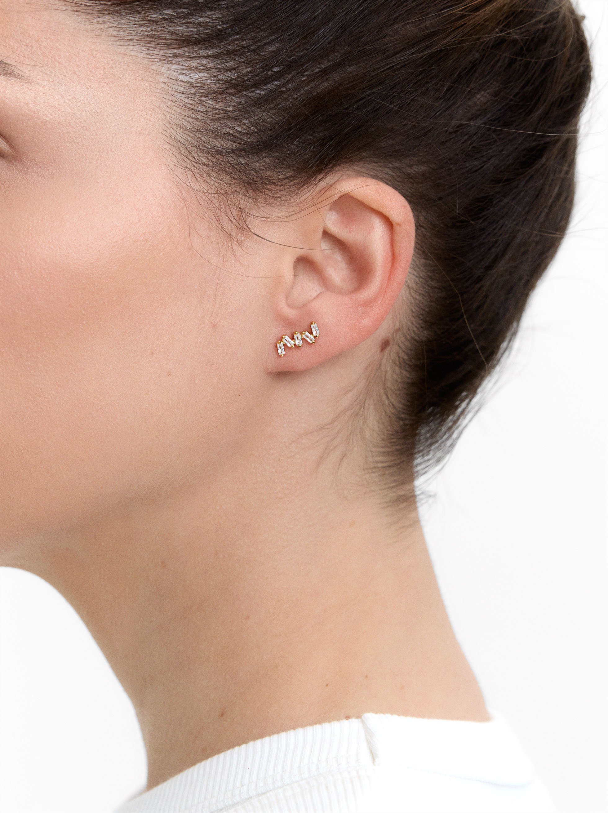 Zigzag earrings with crystals - sterling silver 925 image number 1.0