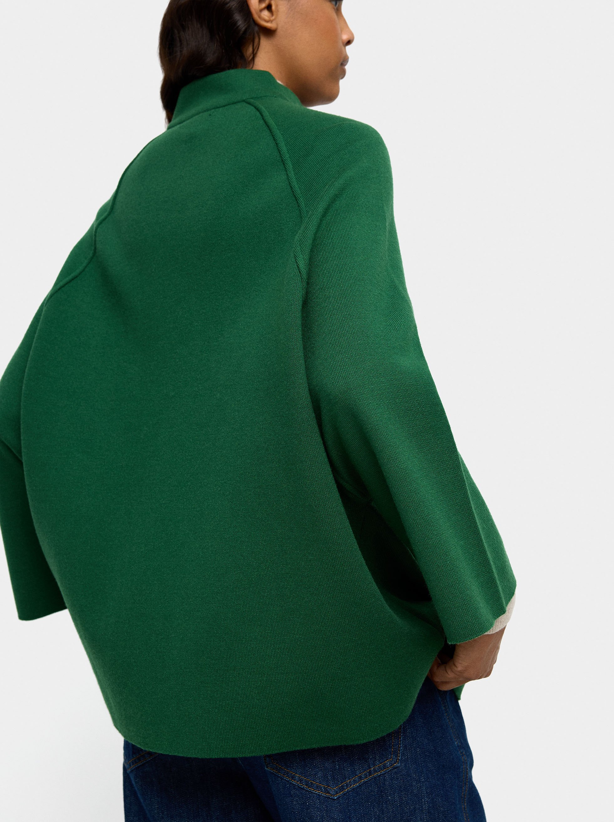 Knit poncho with high neck image number 3.0