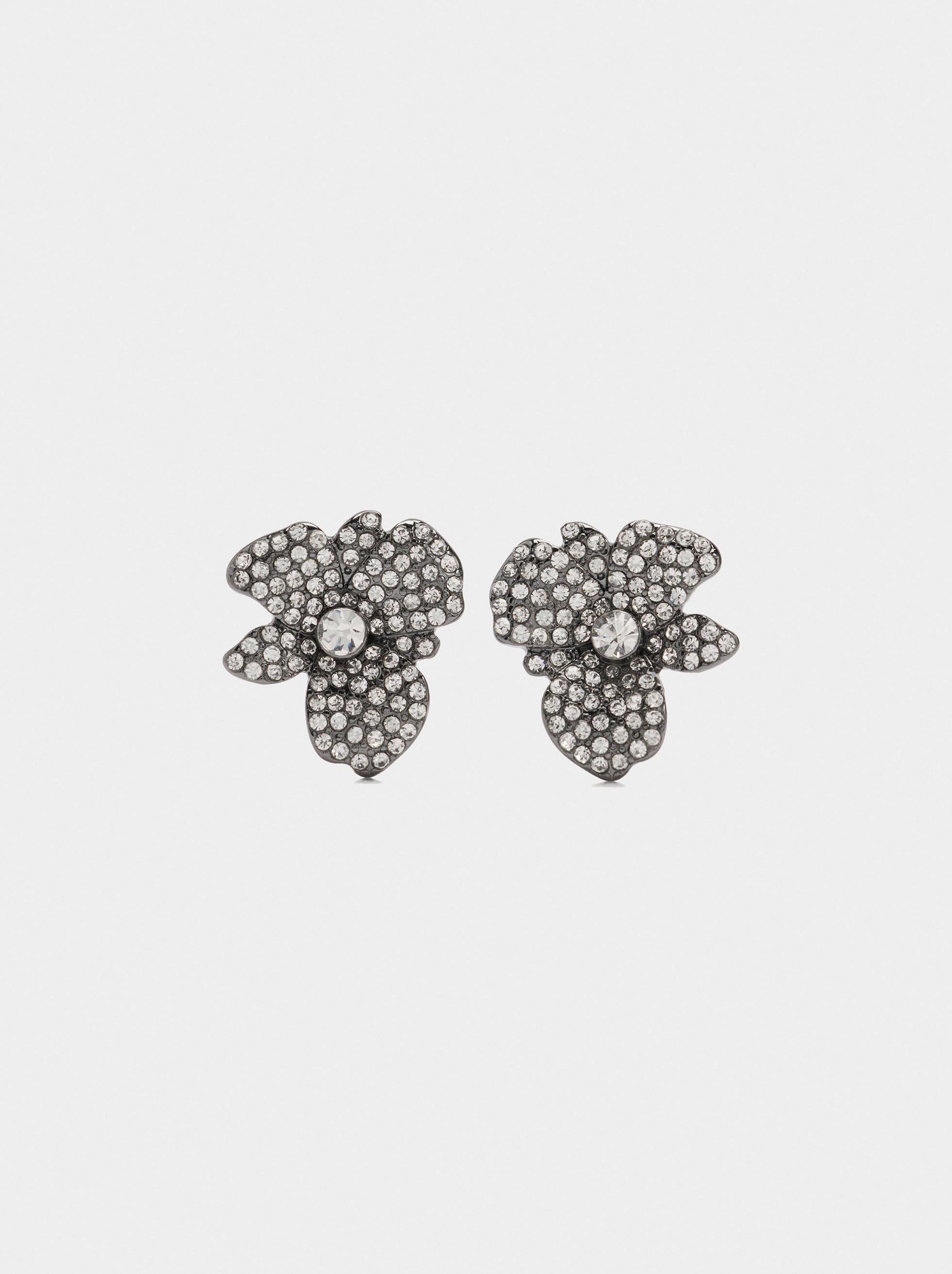 Flower earrings with crystals image number 0.0