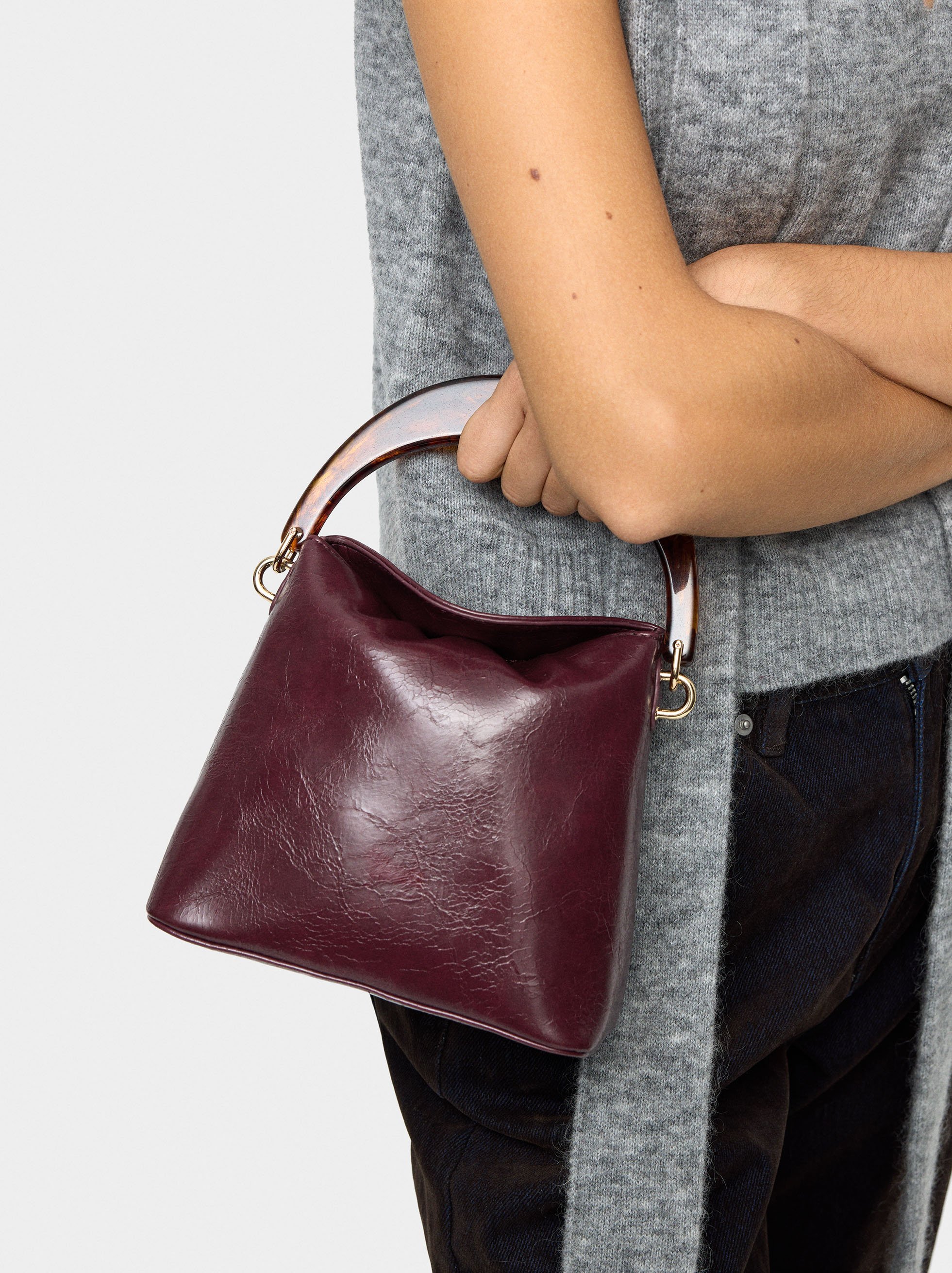 Sac à main à anse effet écaille de tortue image number 1.0