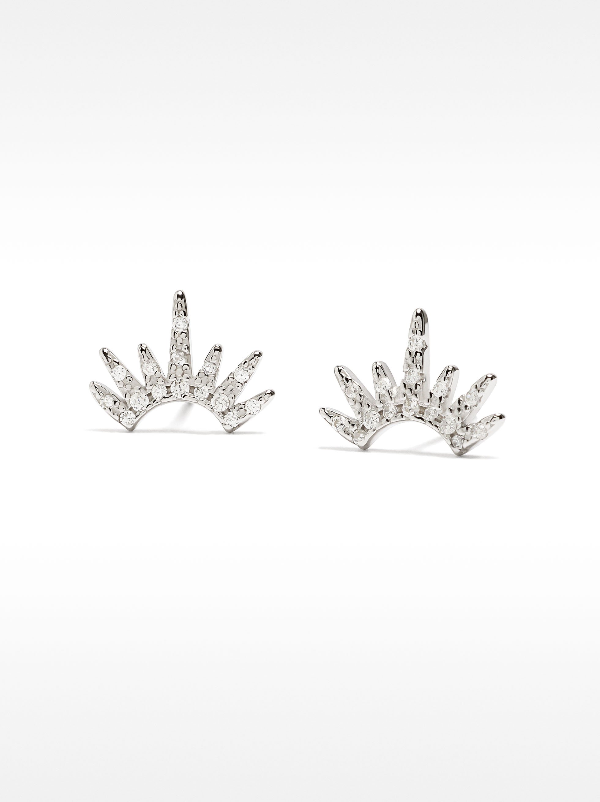 Boucles d’oreilles couronne avec zirconiums - argent sterling 925 image number 2.0