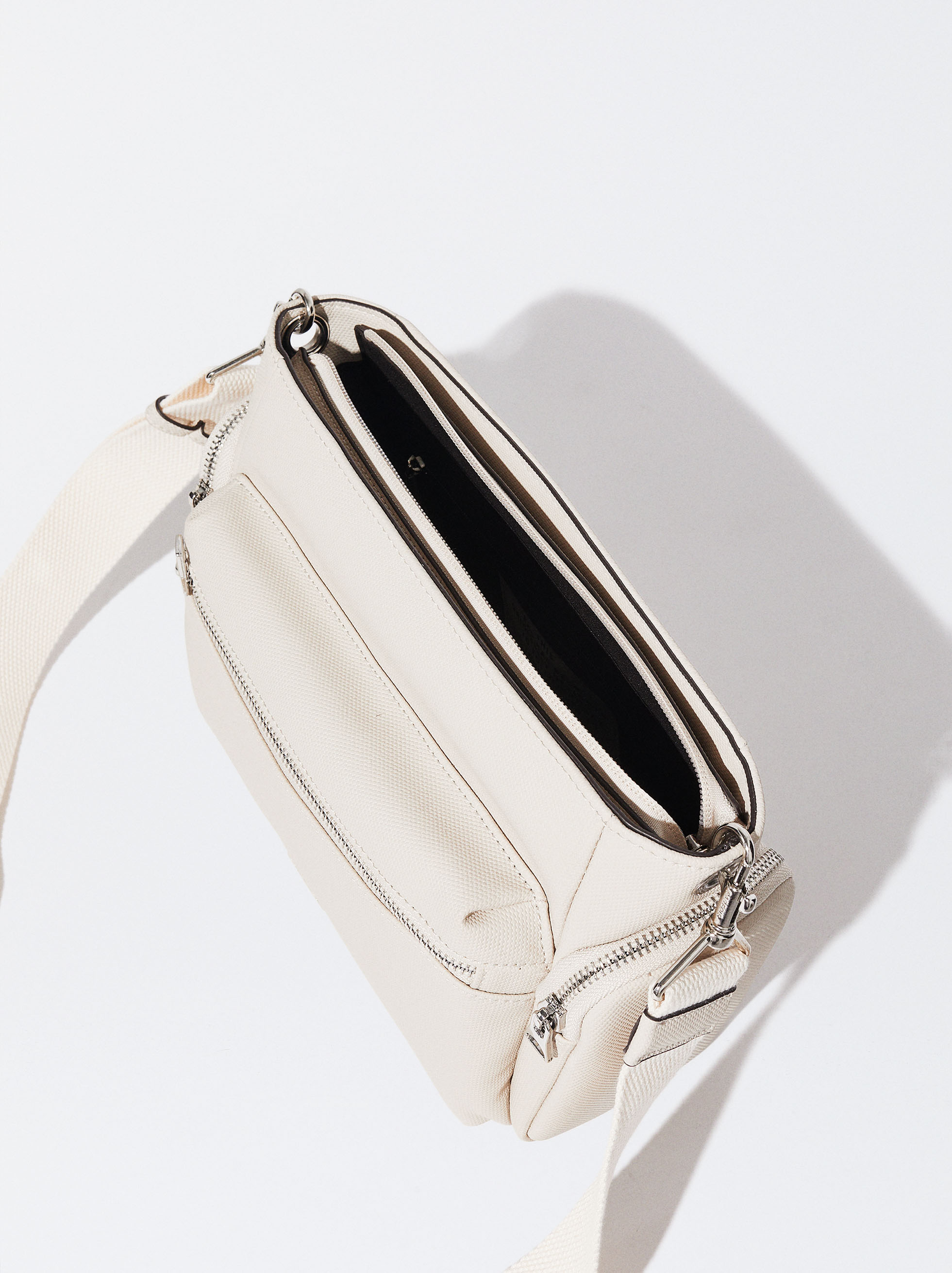 Multi Pocket Nylon Effect Crossbody Bag Coral Parfois