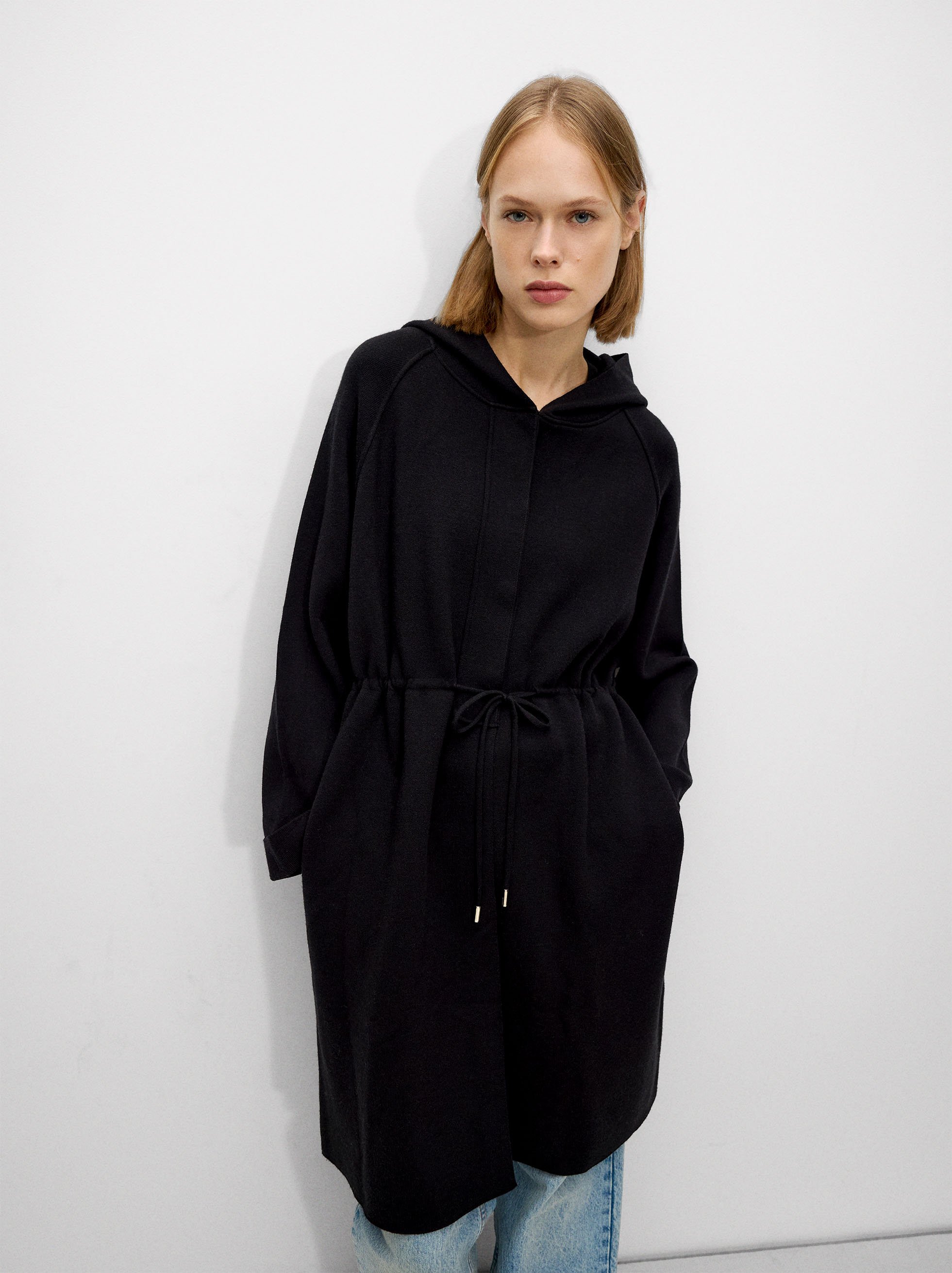 Knit cardigan with hood image number 1.0