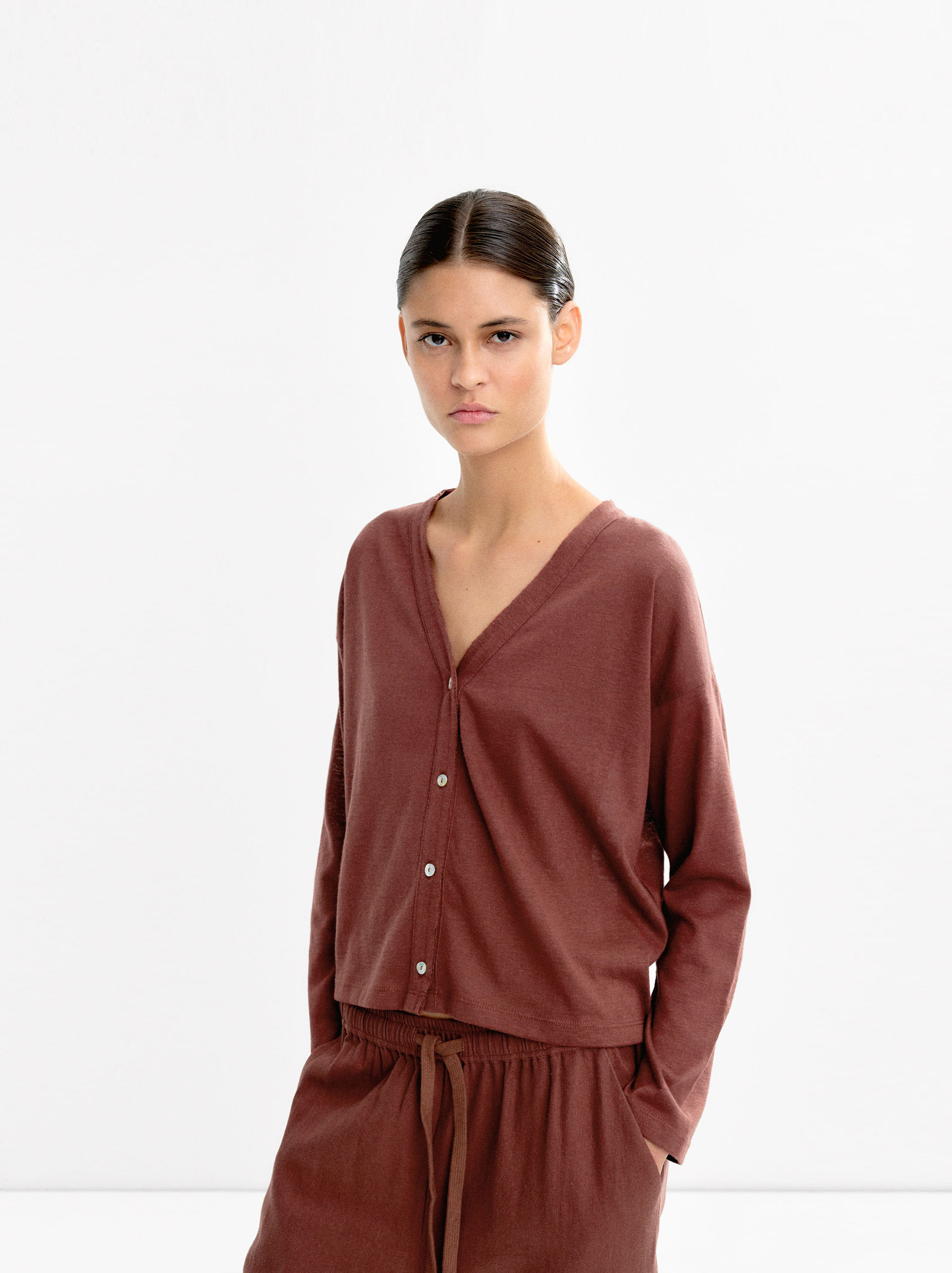 Cardigan with cotton blend image number 7.0