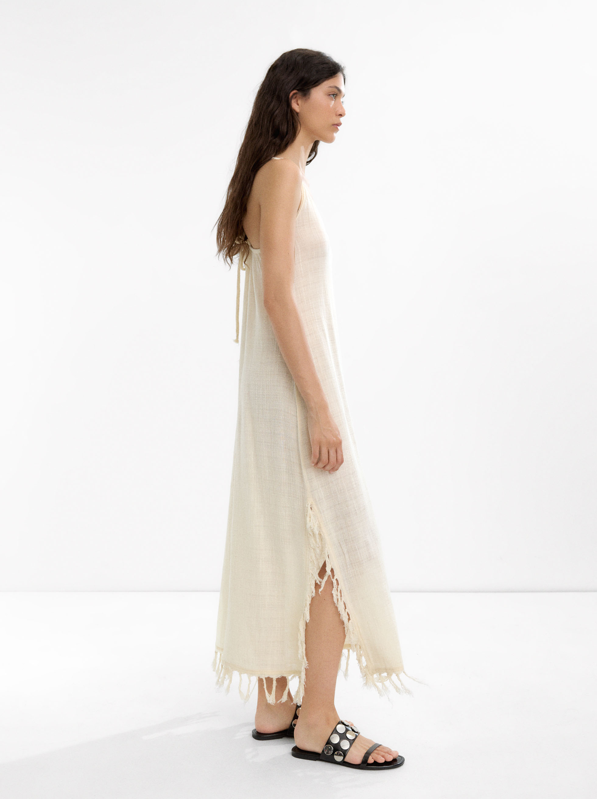 Long dress made of cotton with linen