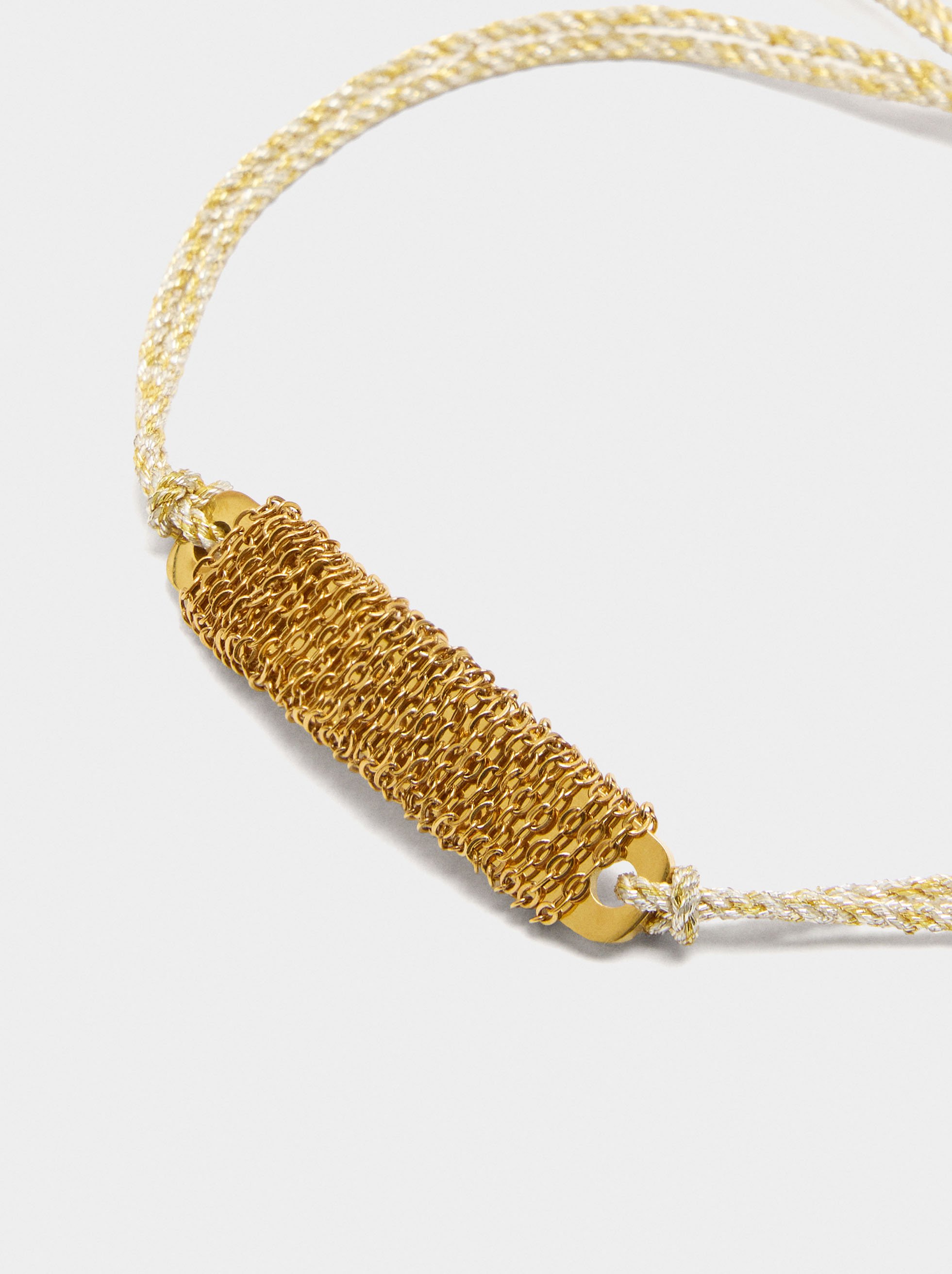 Adjustable bracelet with plate and chains image number 1.0