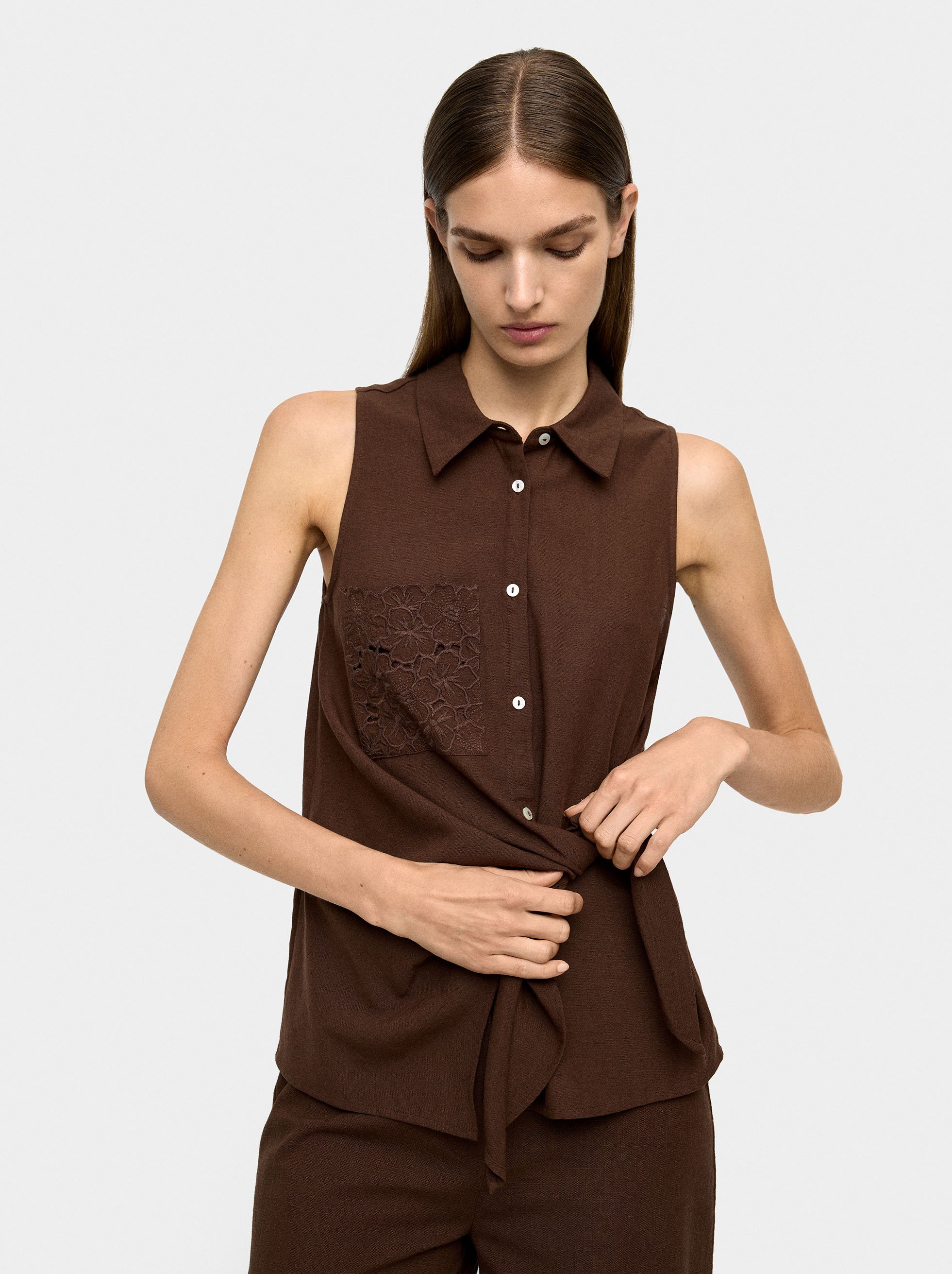 Top with embroidery and knot image number 0.0