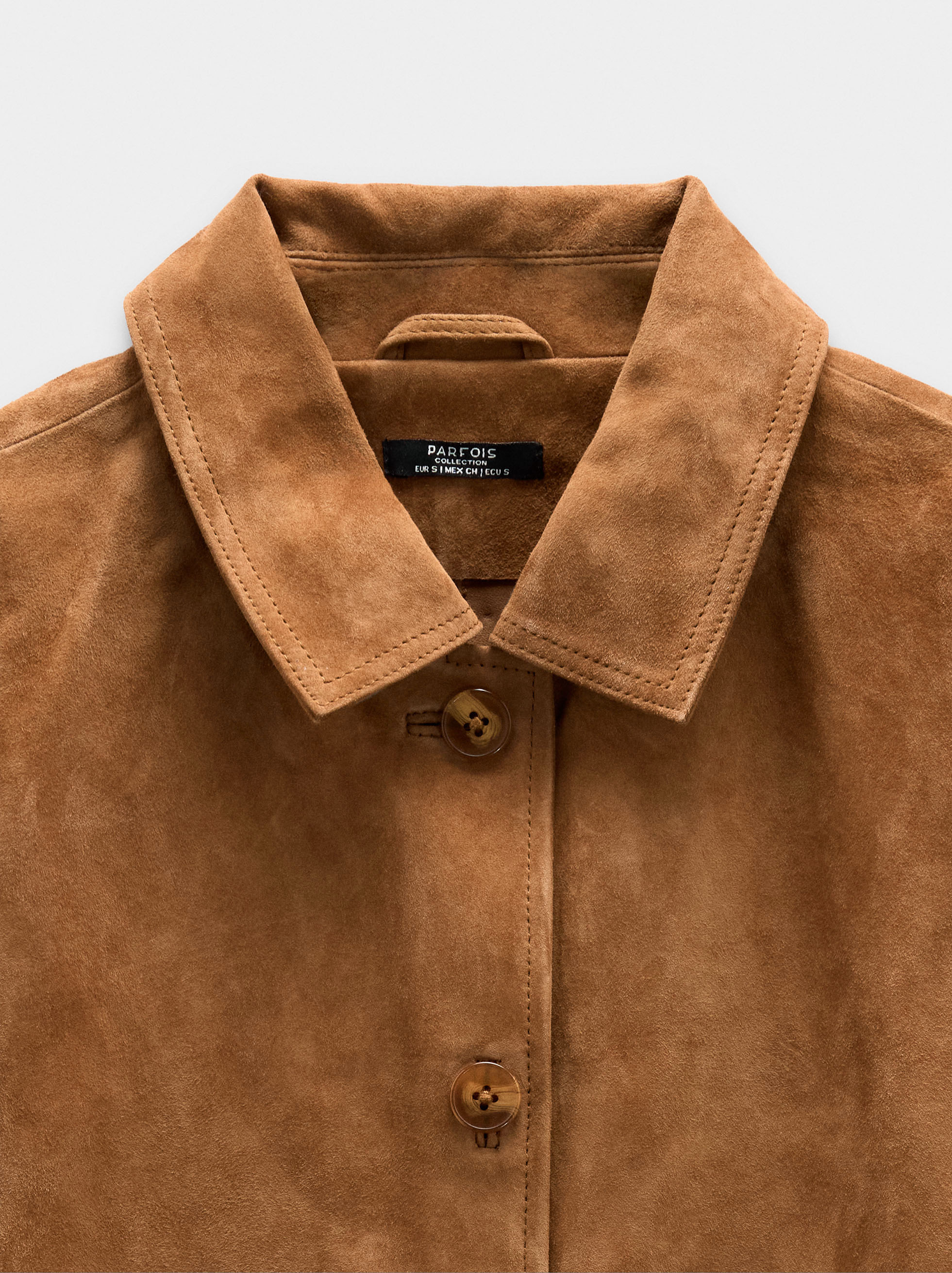 Suede leather overshirt image number 6.0
